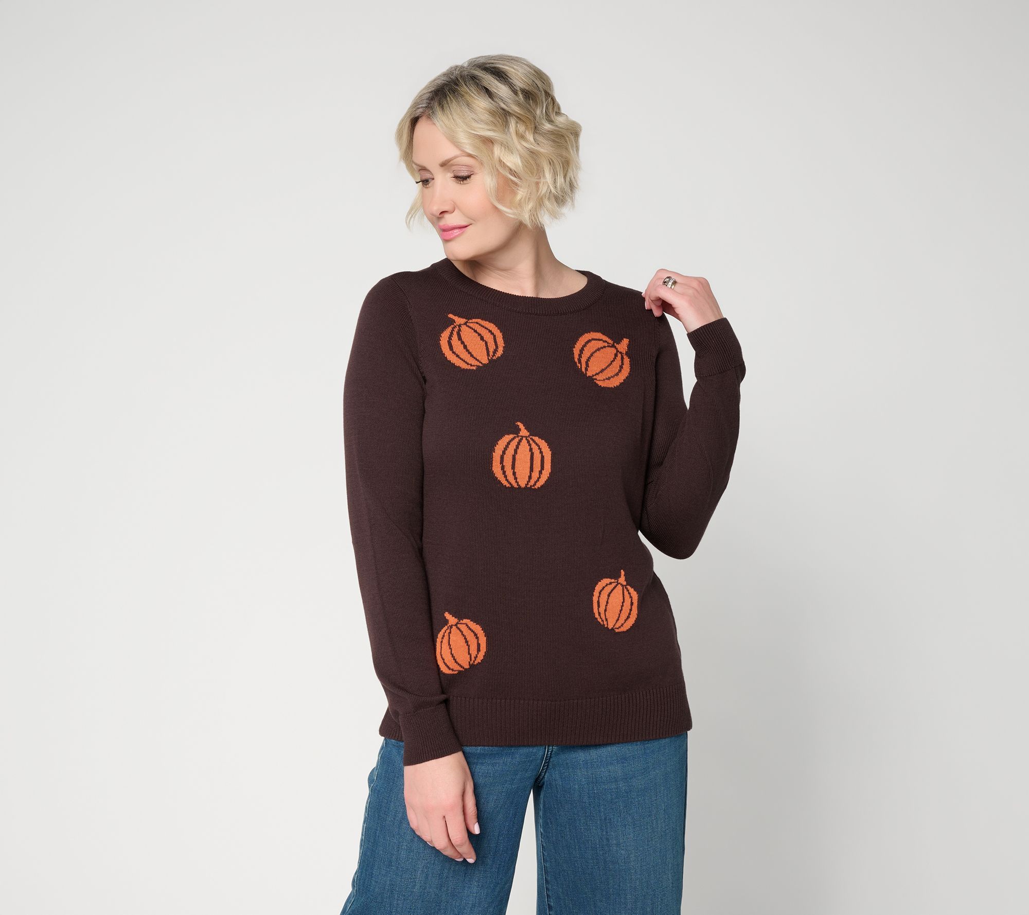 Belle by Kim Gravel Pumpkin Patch Intarsia Sweater
