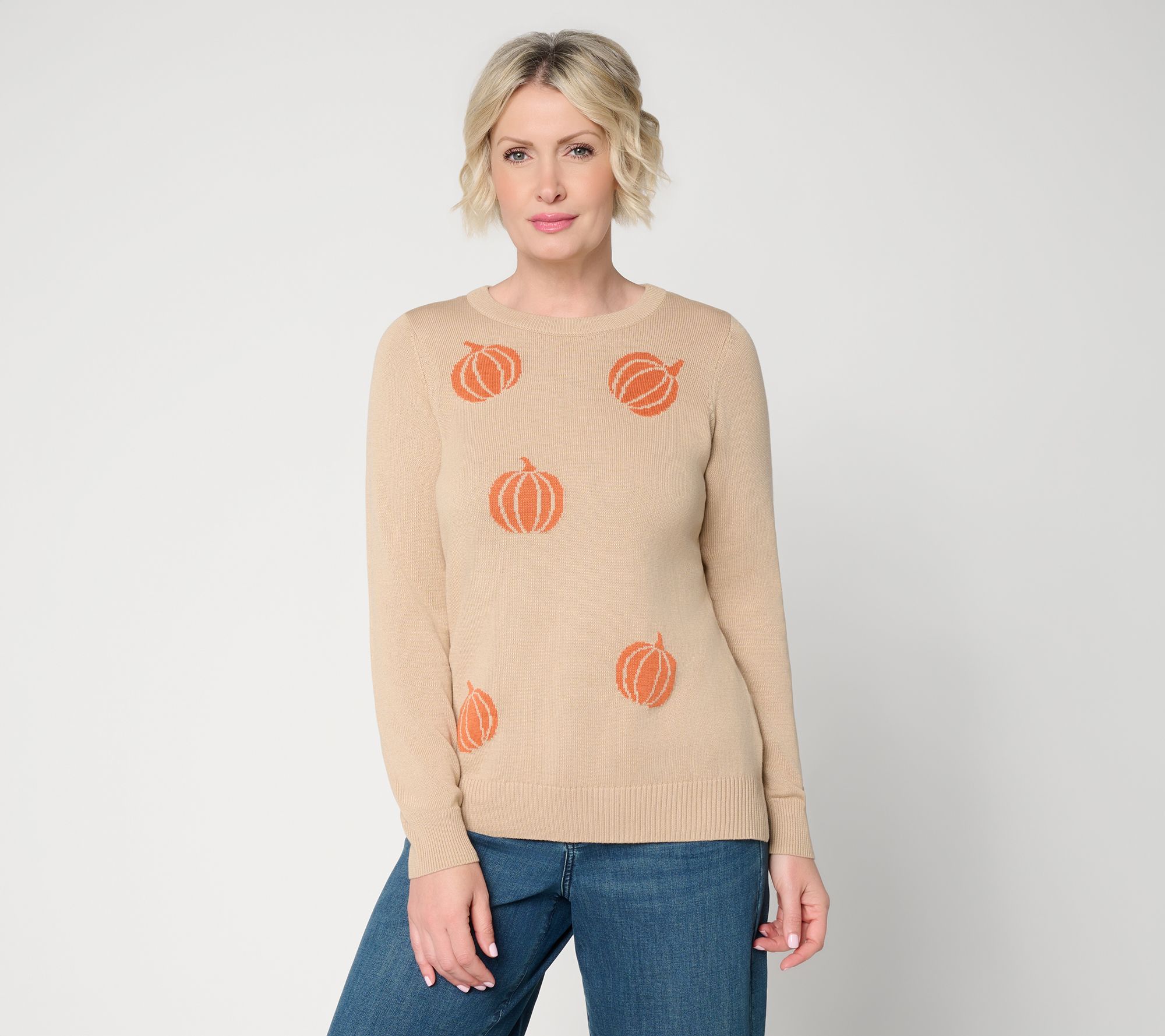 Belle by Kim Gravel Pumpkin Patch Intarsia Sweater