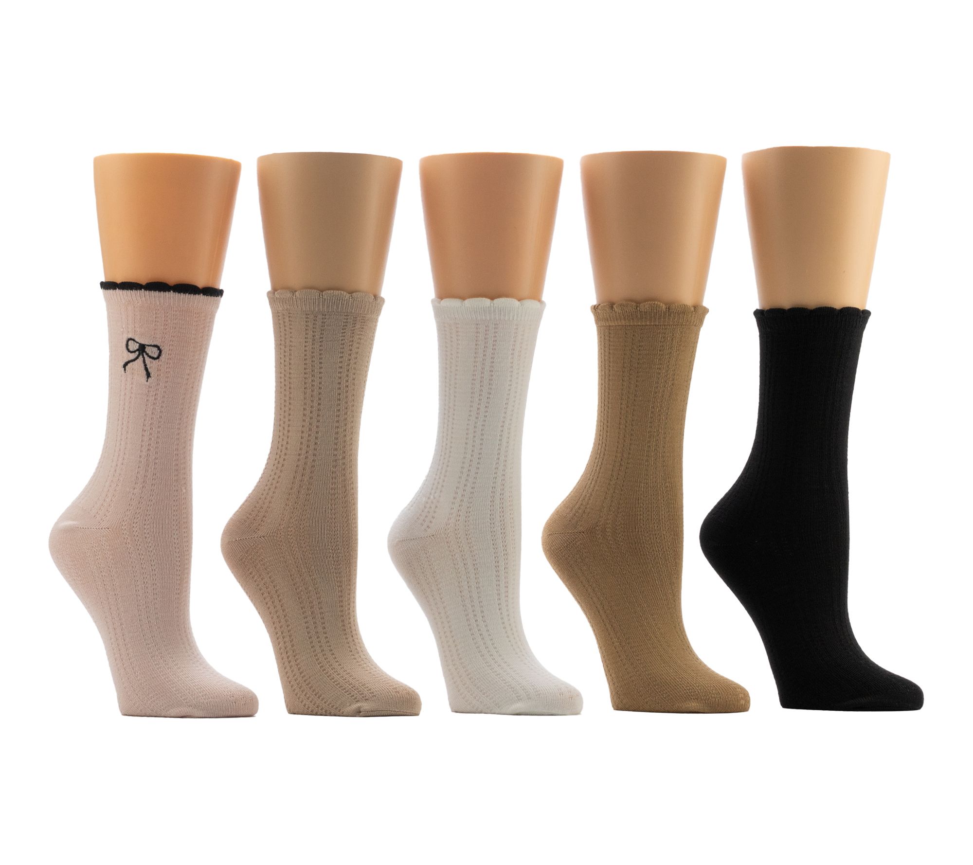 Ann Taylor Dress Essentials So Soft Scallop Crew Sock-5 Pack