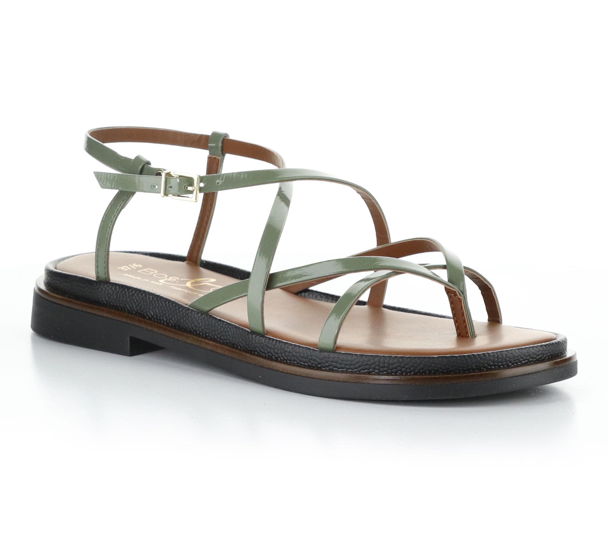 Bos. & Co. Vernice Buckle Leather Sandals - Cassia