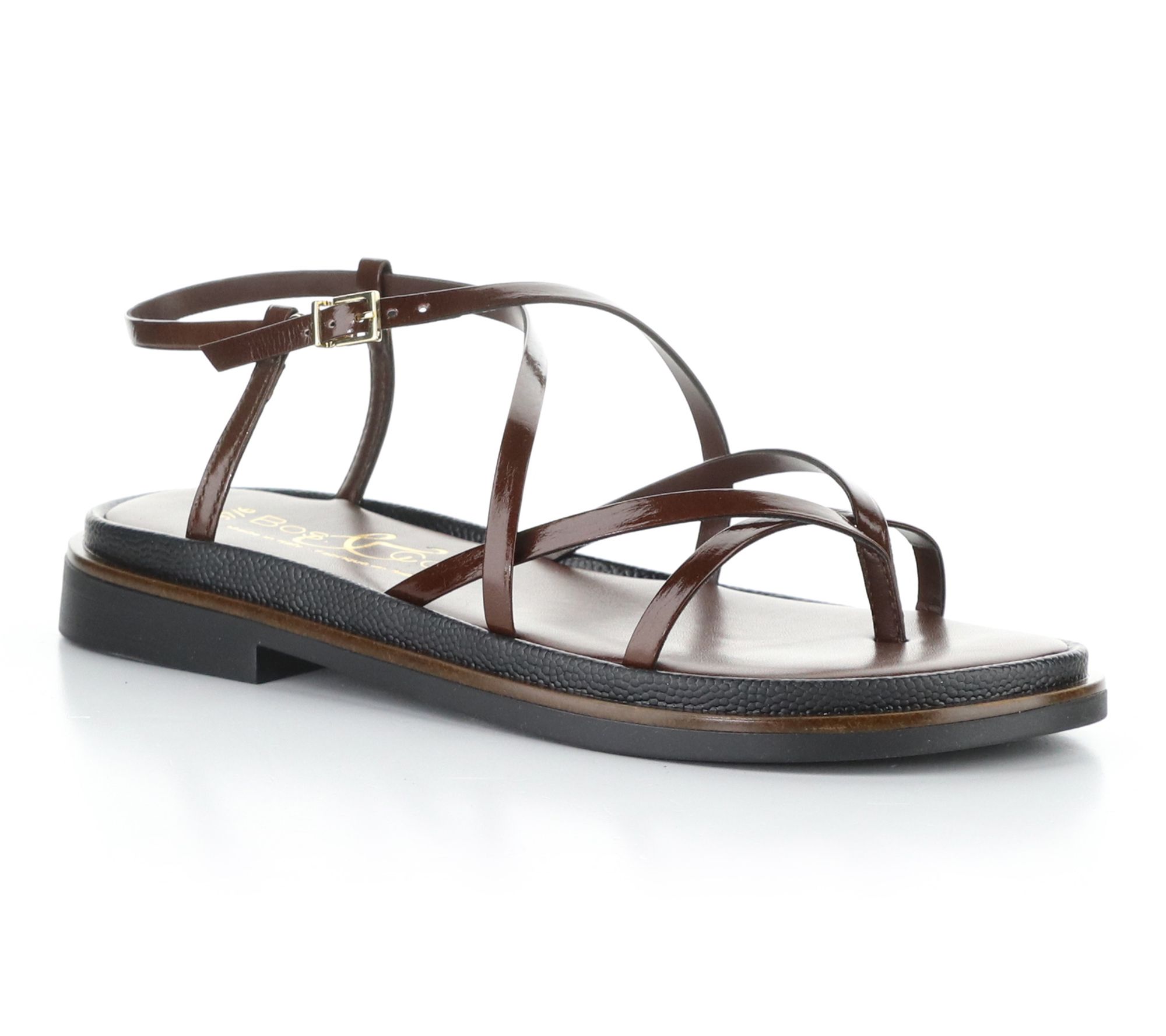 Bos. & Co. Vernice Buckle Leather Sandals - Cassia