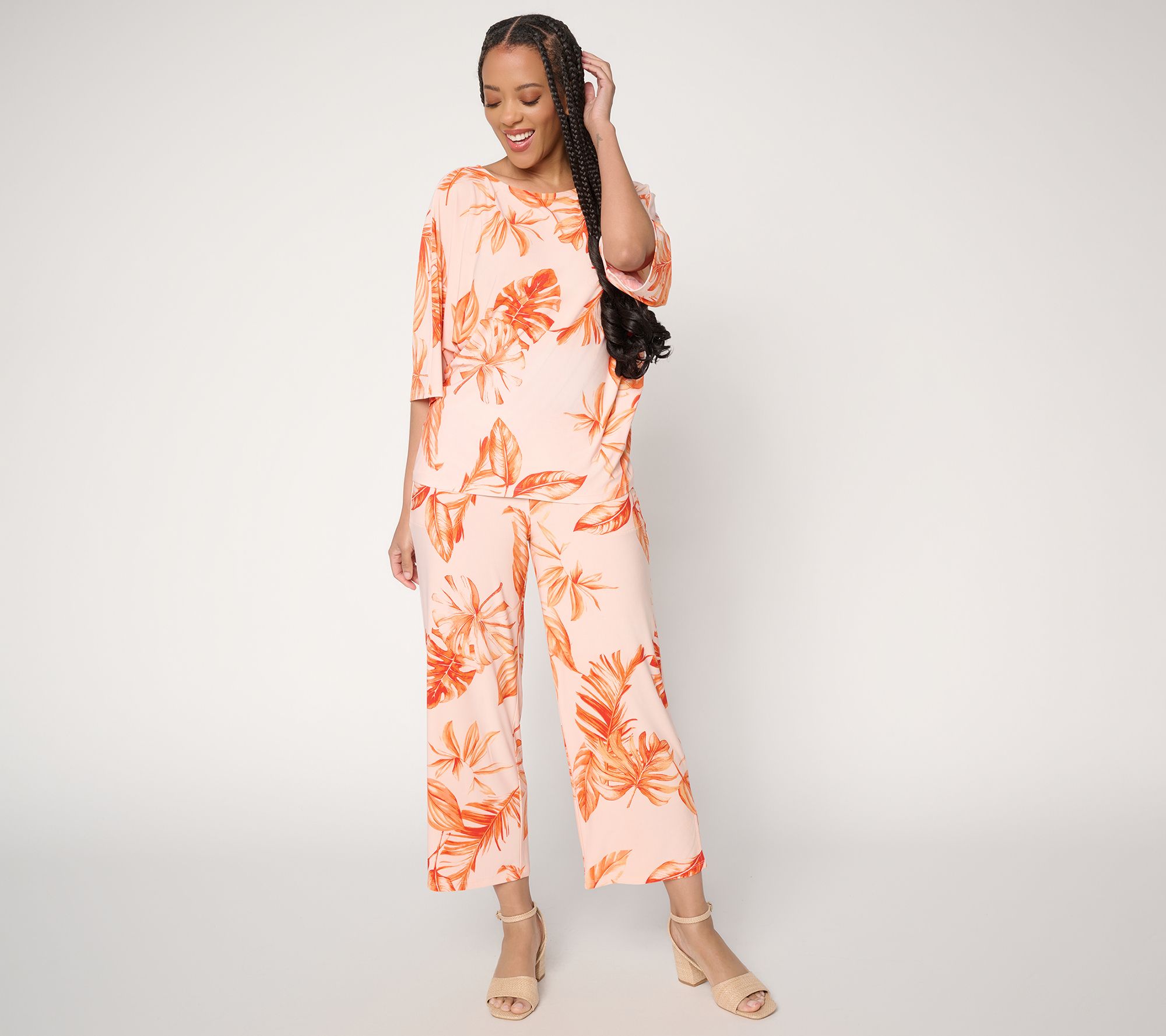 "As Is" Women with Control Tall Como Jersey Top and Bottom Set