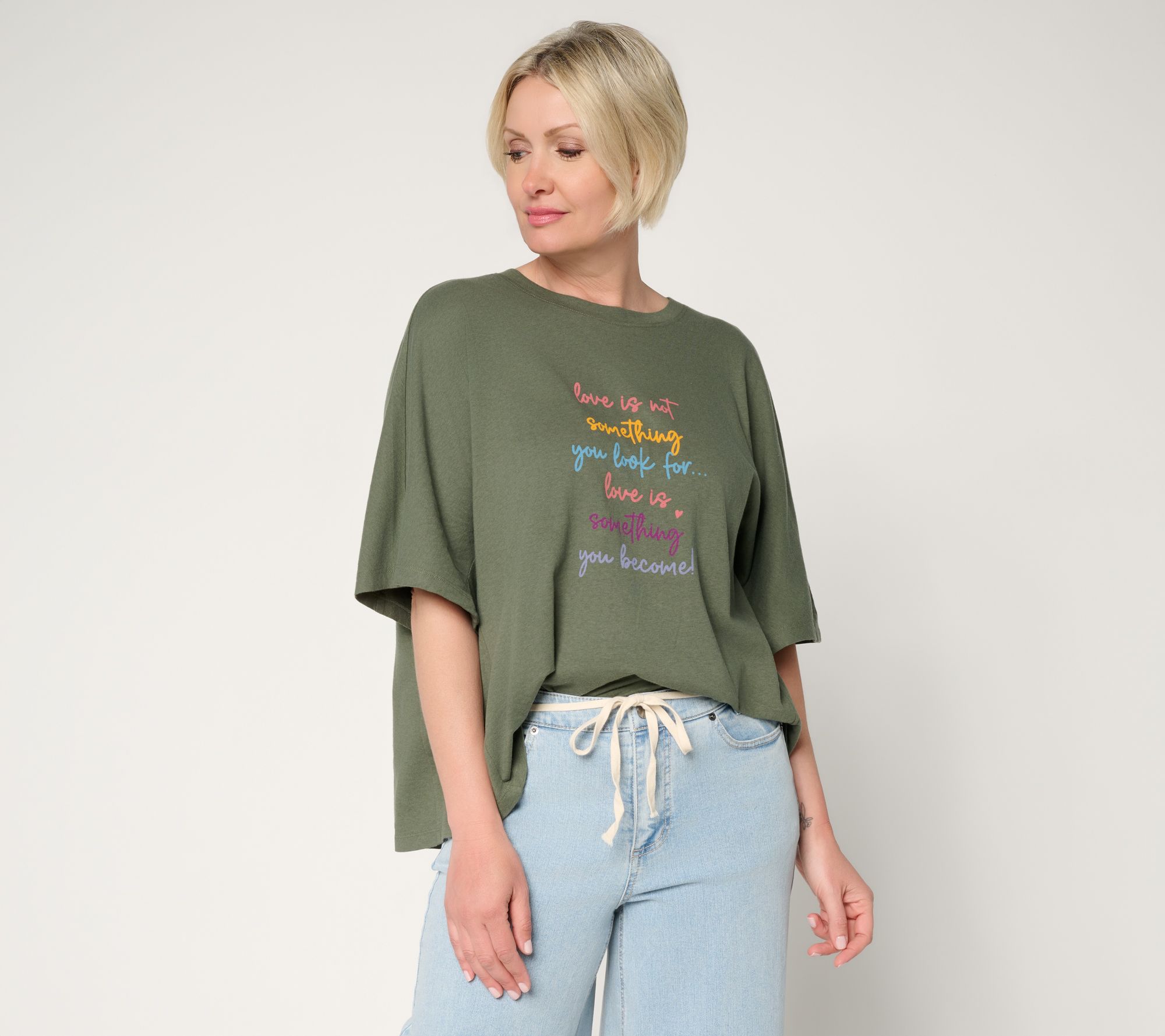 "As Is" Peace Love World Printed Affirmation Tee Shirt