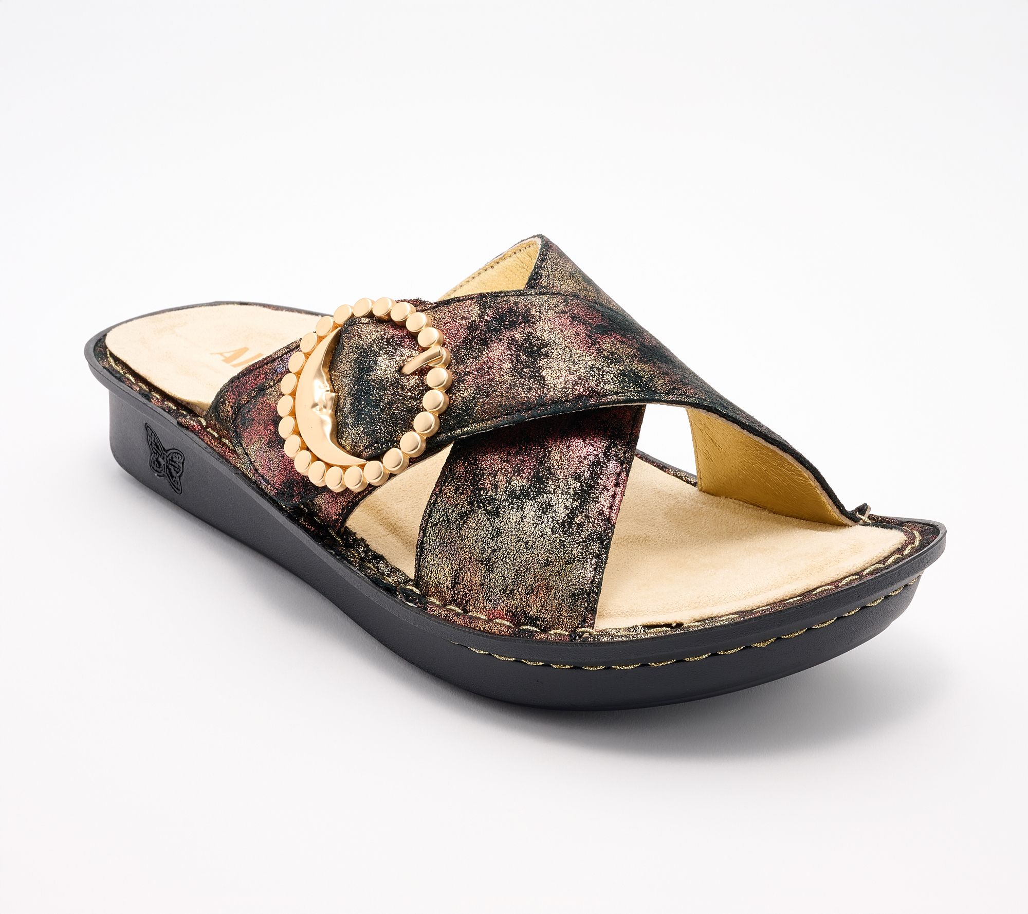 "As Is" Alegria Adjustable Cross-Strap Slide Sandals - Vanya