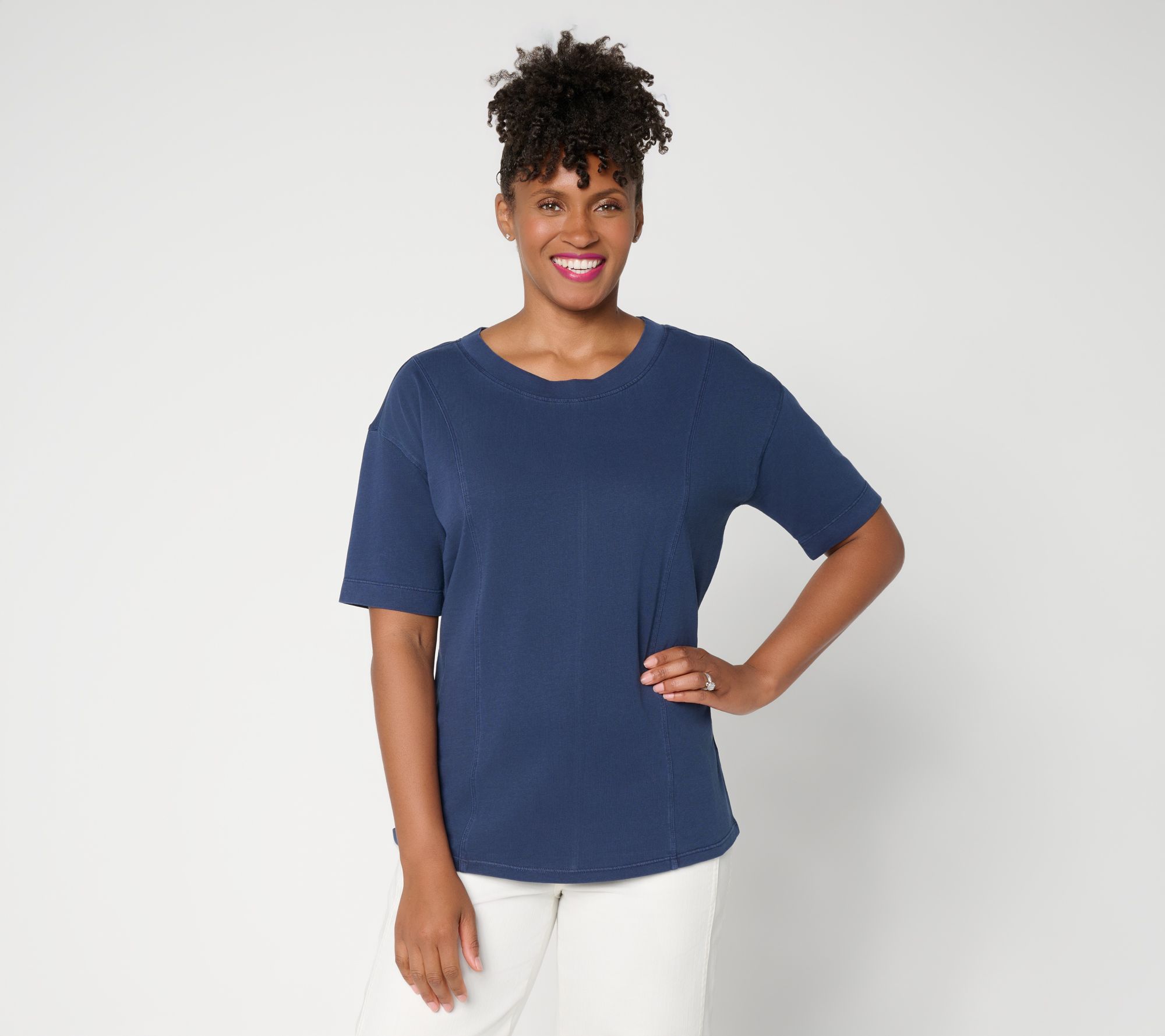 "As Is" LOGO by Lori Goldstein Everyday Cotton Seamed Top
