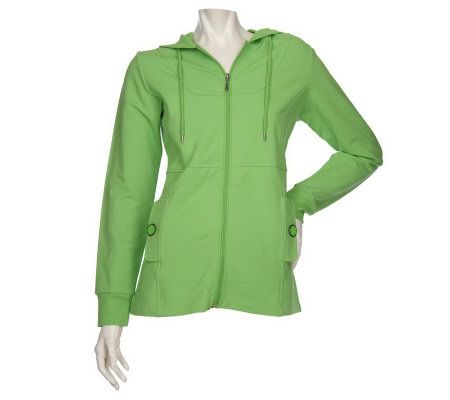 Sport Savvy Stretch French Terry Hooded Jacket with Back Tab - QVC.com