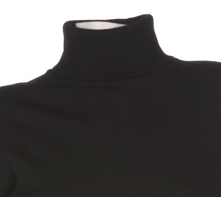 Dennis Basso Long Sleeve Turtleneck Sweater with Button Detail - QVC.com