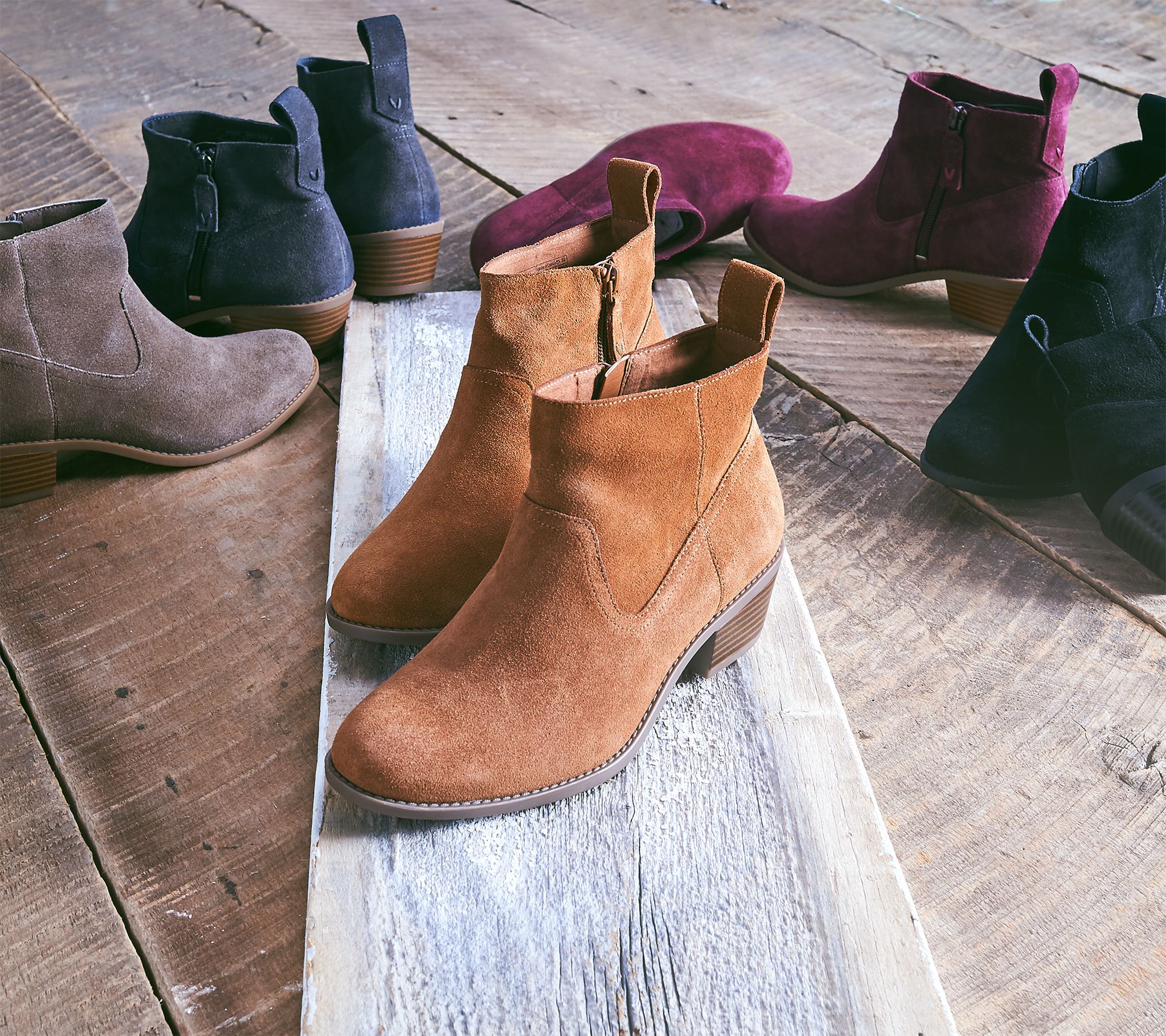vionic water resistant suede ankle boots