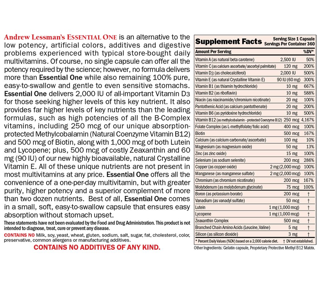 Andrew Lessman Essential1 with Vitamin D3 2000 60 Capsules