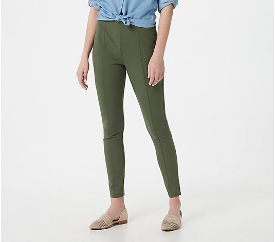 Susan Graver Petite Weekend PremiumStretch Leggings with Button Detail