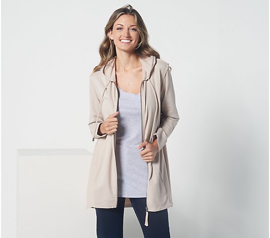 LOGO Lounge by Lori Goldstein French Terry Zip Front Cardigan
