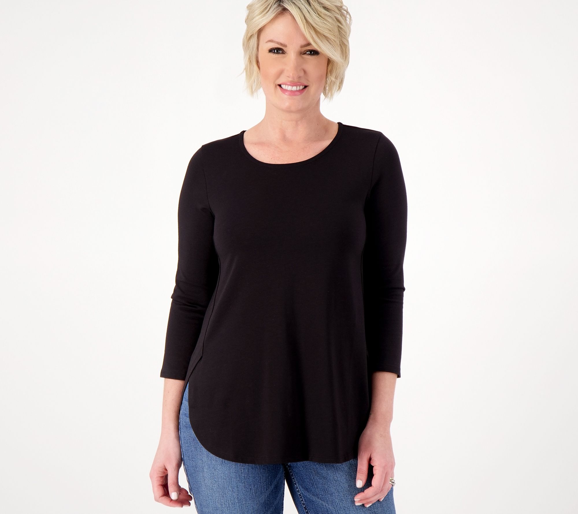 Susan Graver Weekend Essentials Petite Comfy Cotton Tunic
