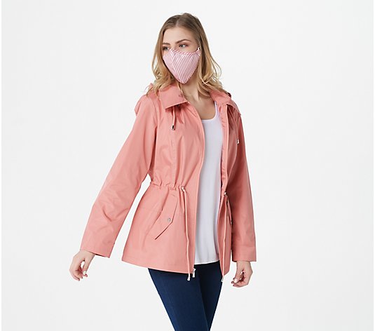 Susan Graver Water Resistant Zip-Front Jacket with Face Covering