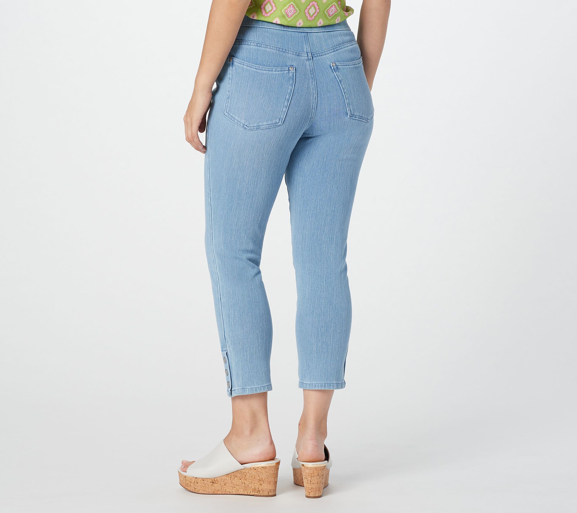 Belle by Kim Gravel Flexibelle Cropped Jeans with Snaps - QVC.com