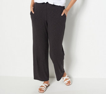 Susan Graver Weekend Regular Ribbed Sweater Knit Ankle Pants - A399680