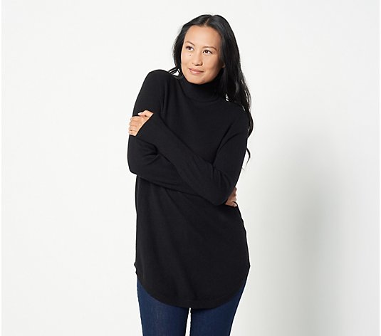 Soft by Naadam 100% Cashmere Turtle Neck Curved Hem Sweater