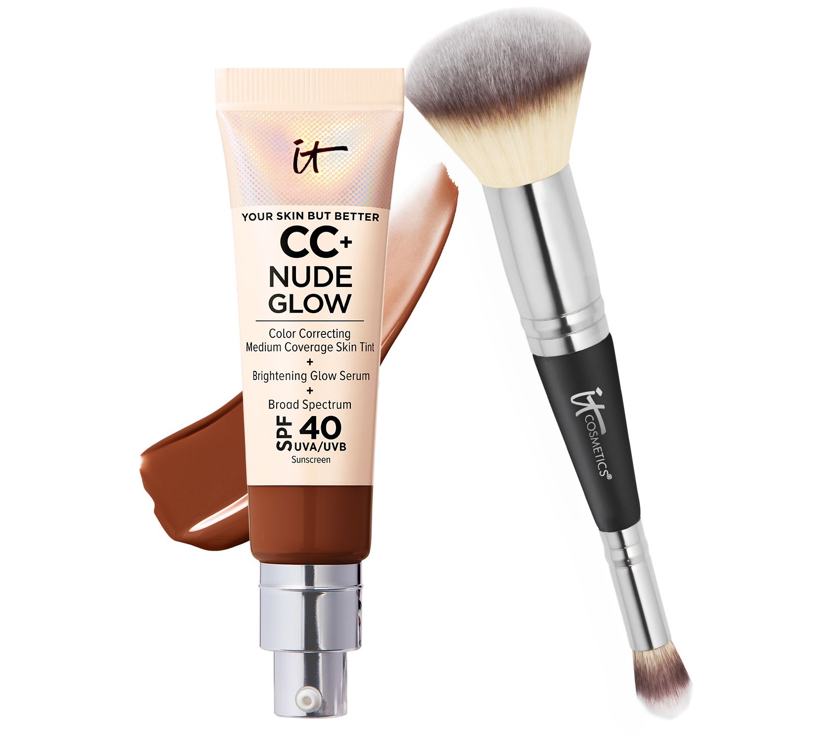 IT Cosmetics Your Skin But Better CC+ Nude Glow SPF40 w/ Luxe Brush -  QVC.com