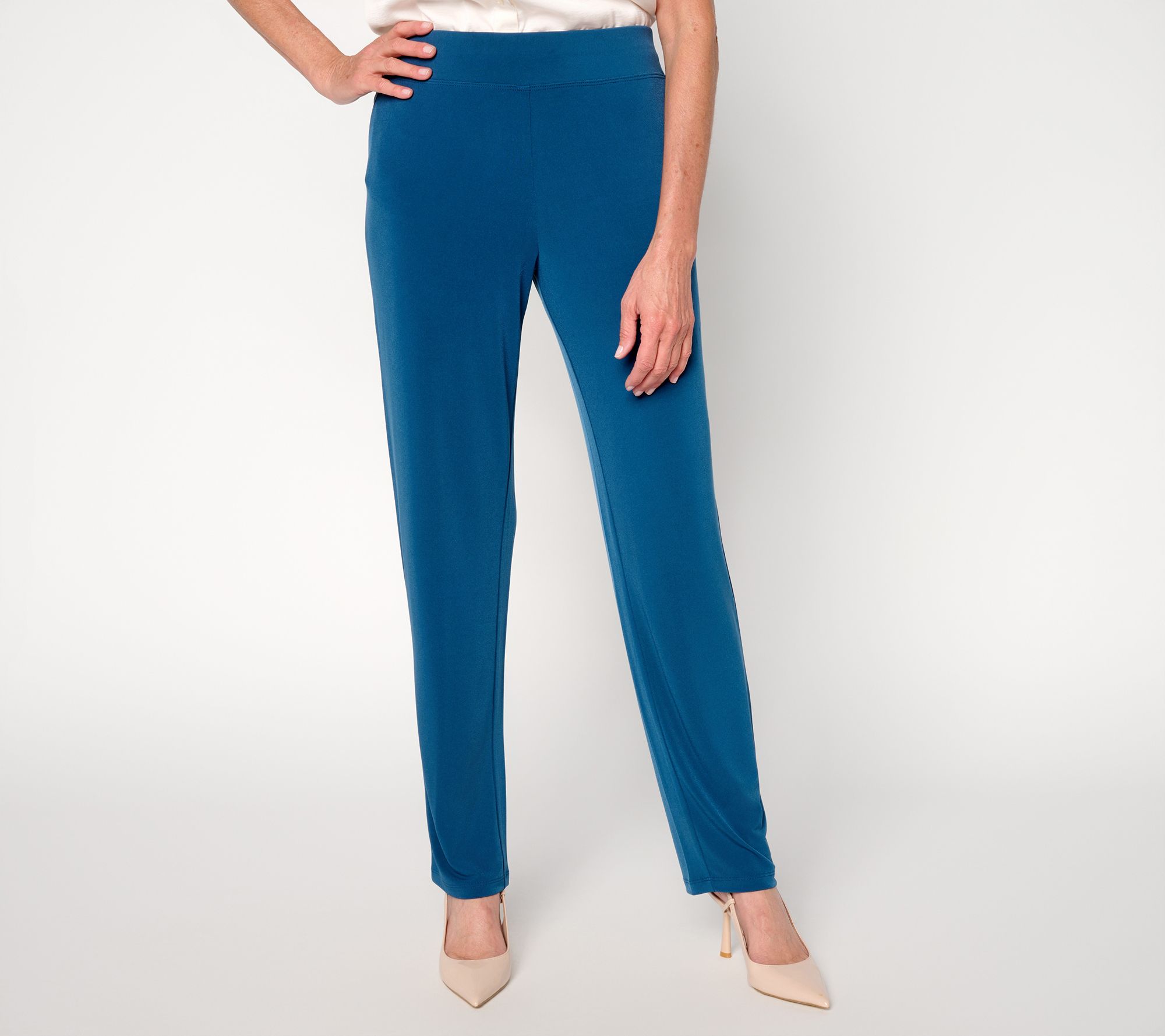 Susan Graver Modern Essentials Reg Liquid Knit Slim Leg Pants