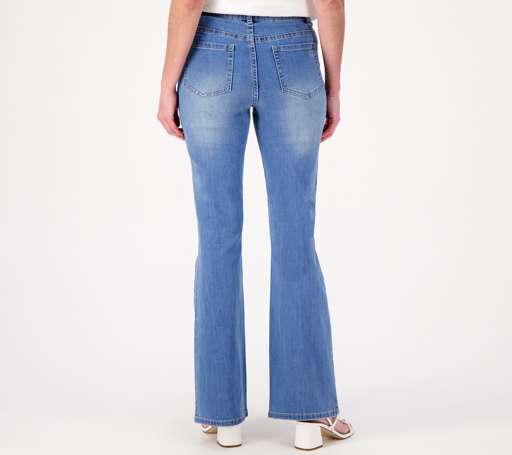 Susan Graver Regular Stretch Denim Pull-On Flare Jean