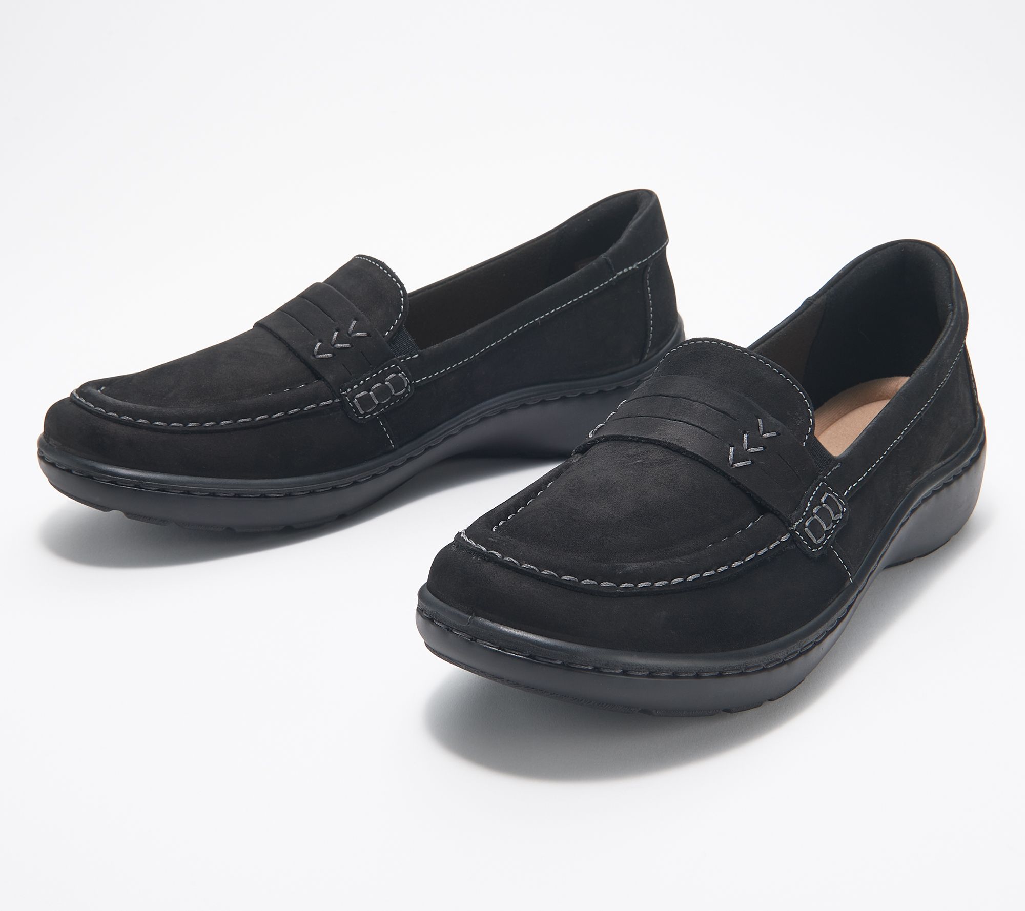 Clarks Leather Slip-On Loafers - Cora QVC.com