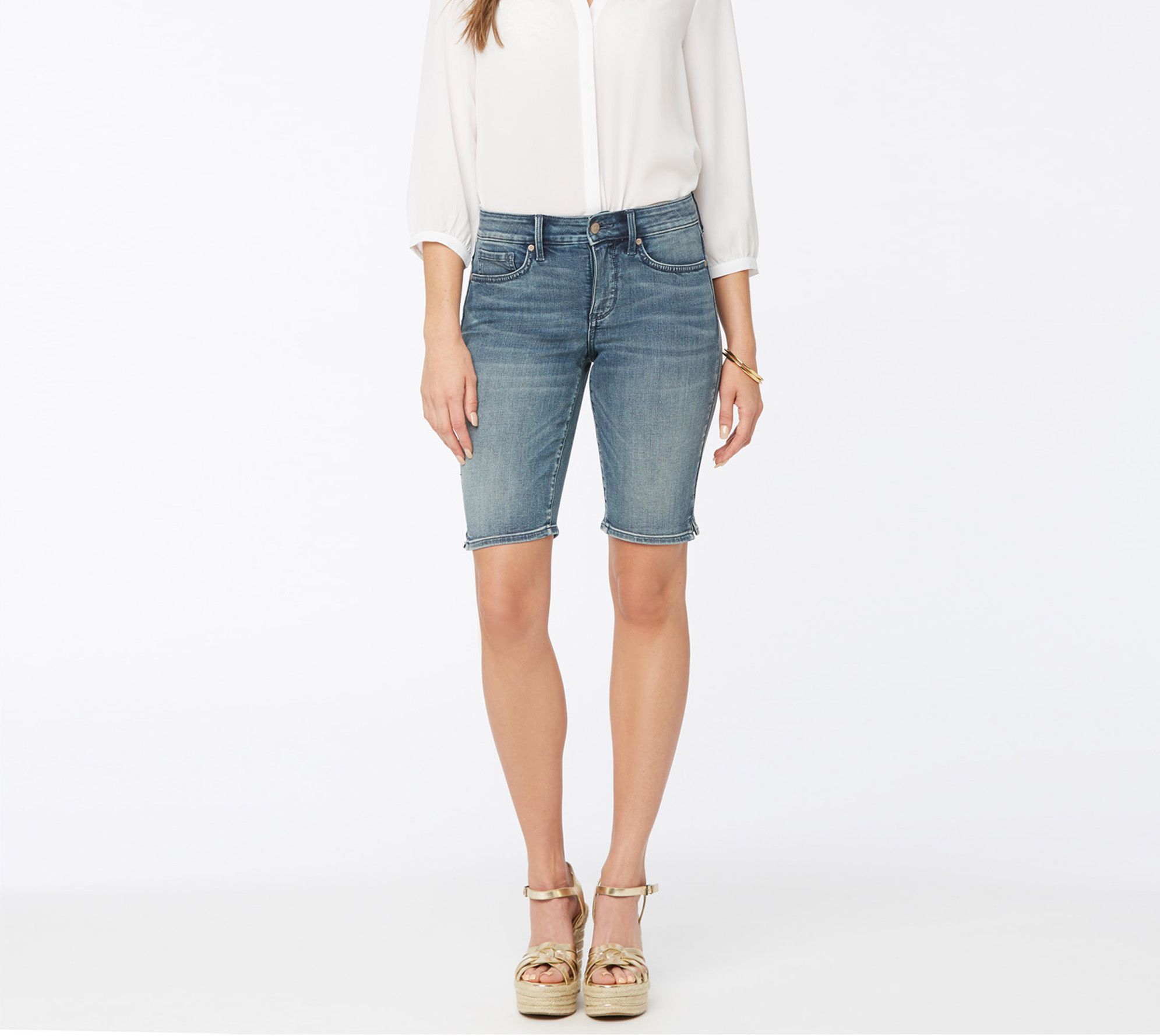 NYDJ Petite Briella 10" Shorts in Cool Embrace - Monet Blue