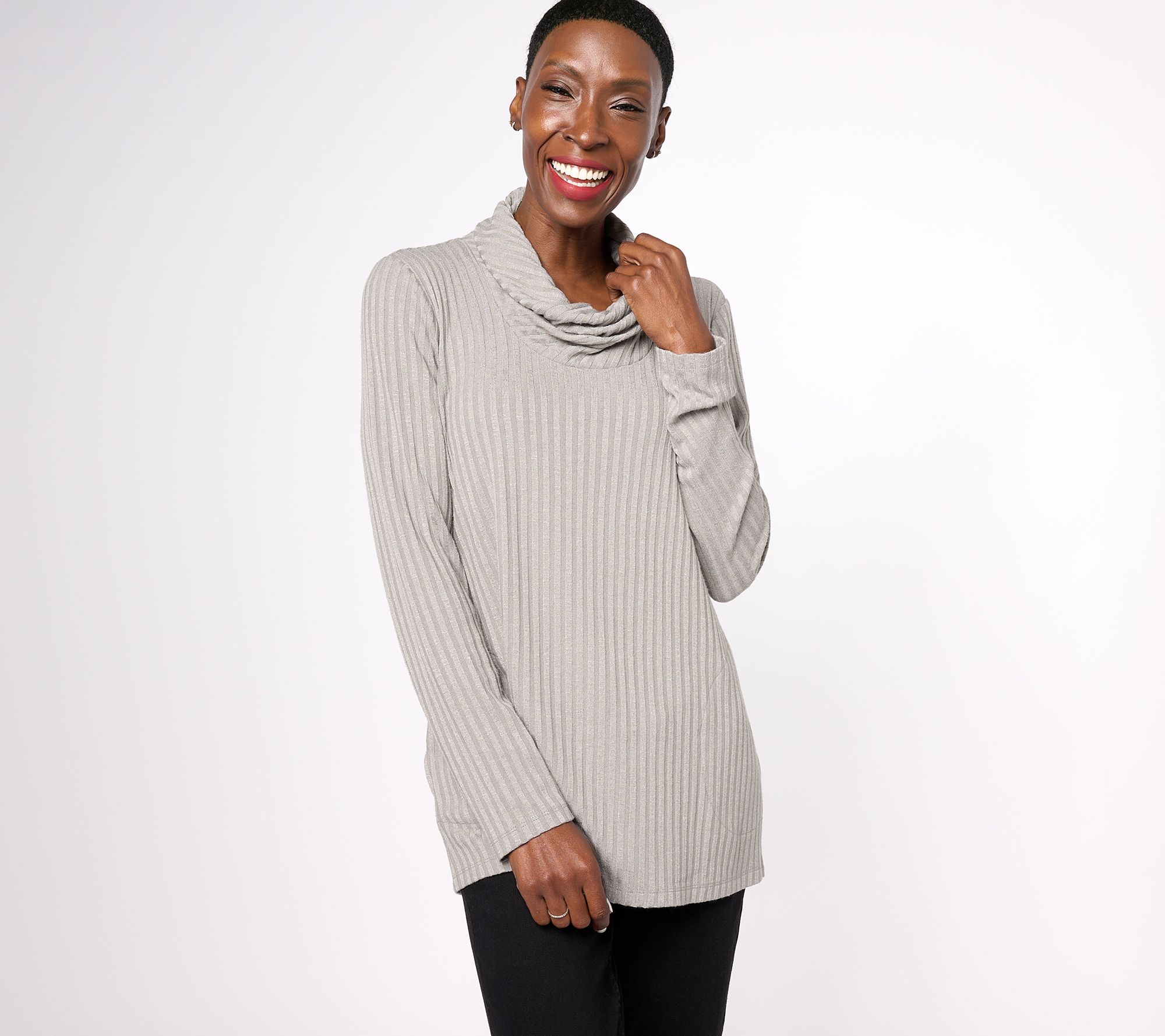 Susan Graver Weekend Petite Sweater Rib Knit Long Sleeve Tunic