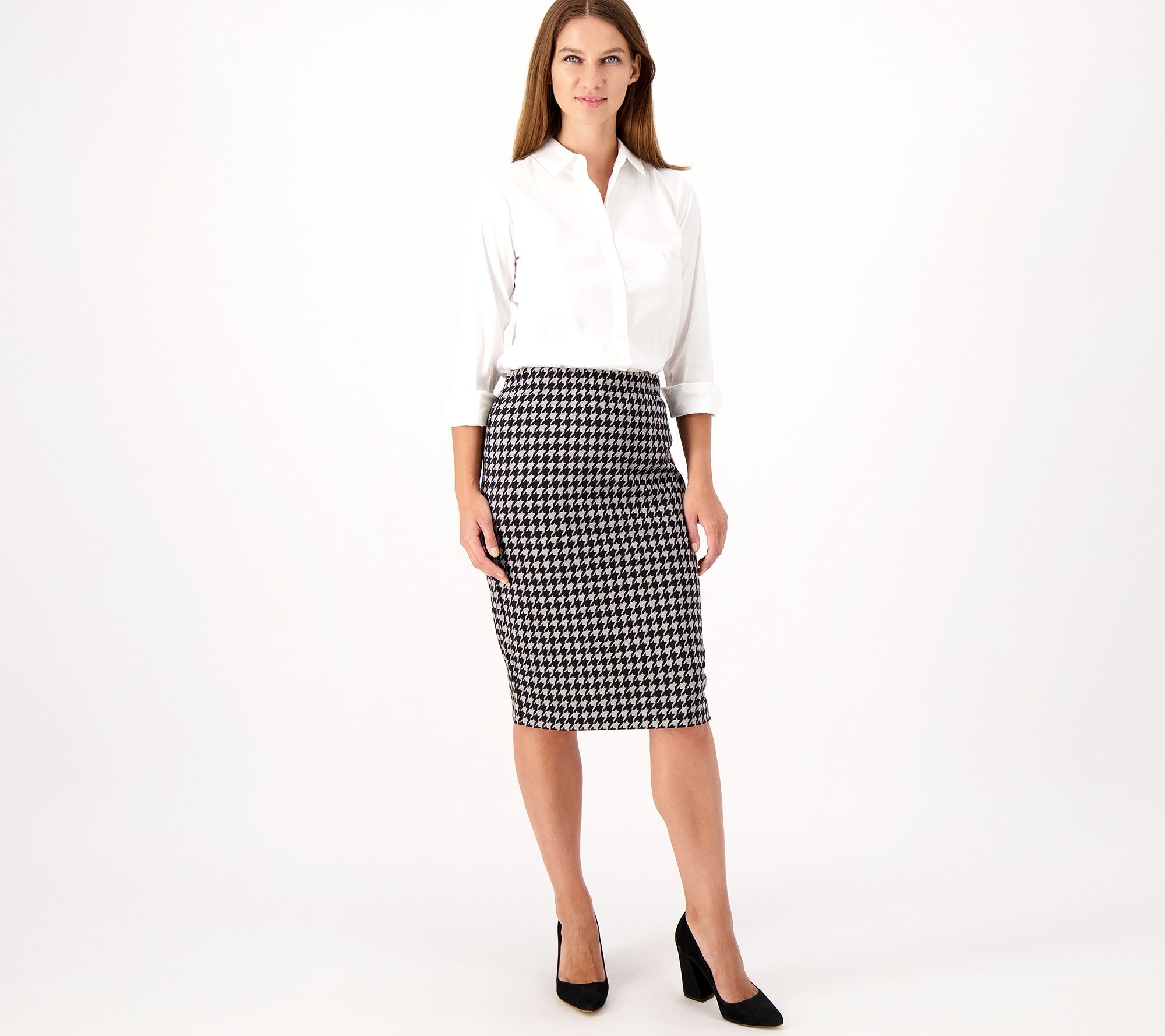 Grey pencil skirt clearance qvc