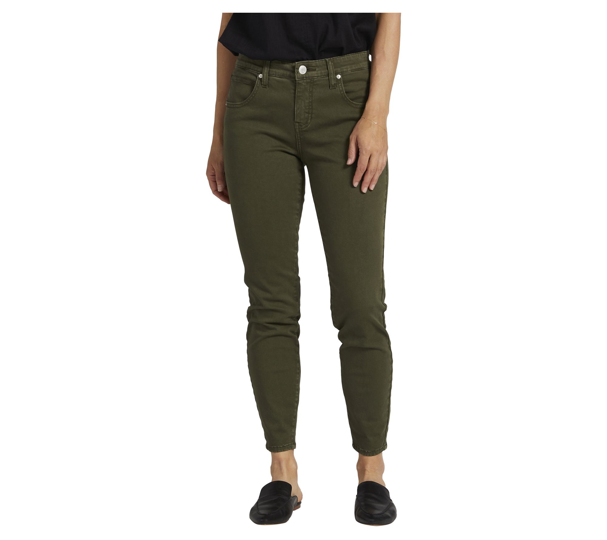 NYDJ Relaxed Flare Stretch Sateen Pants- Ripe Olive 