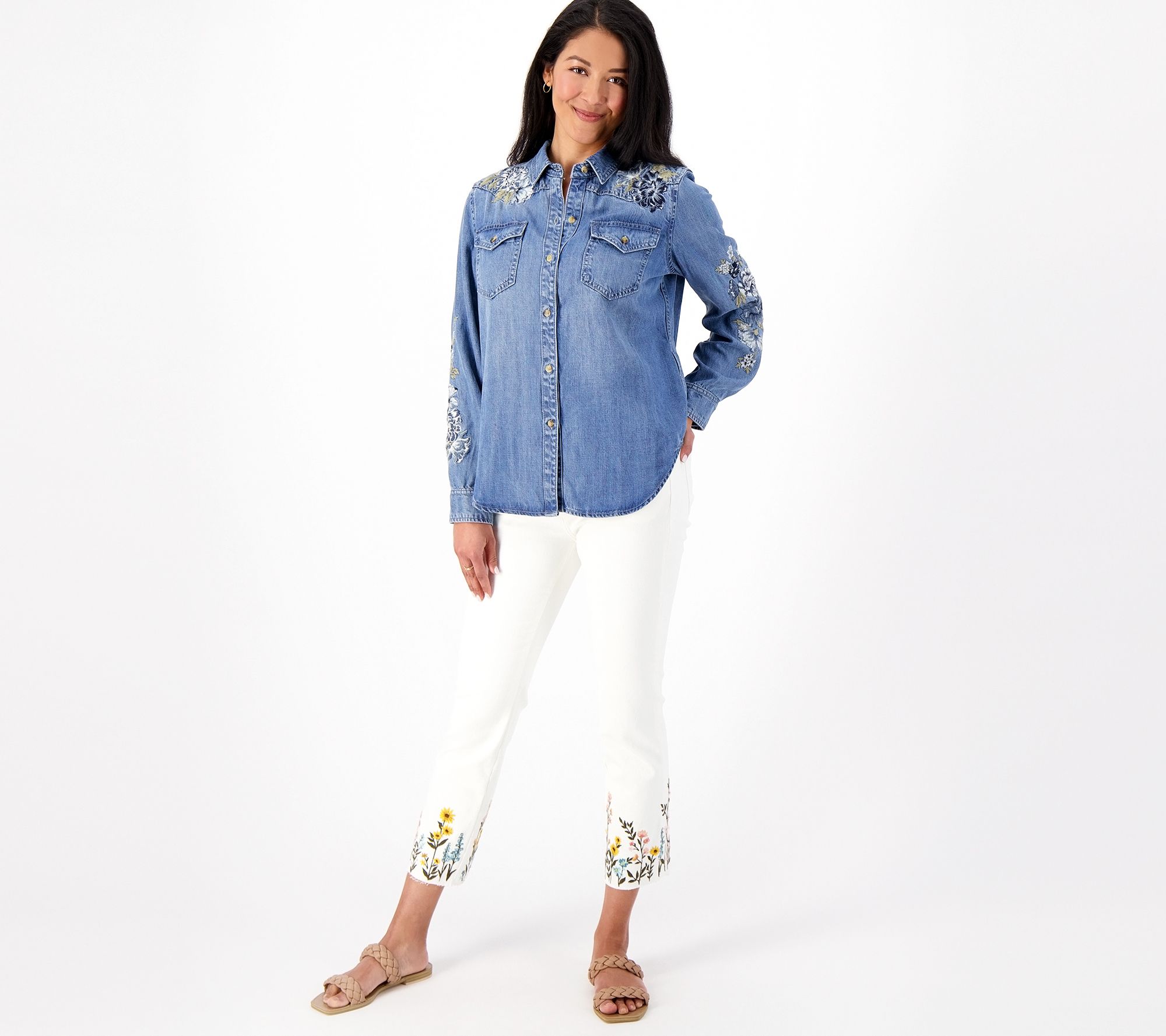Driftwood Jeans Colette Embroidered Crop Jean- Sunny 