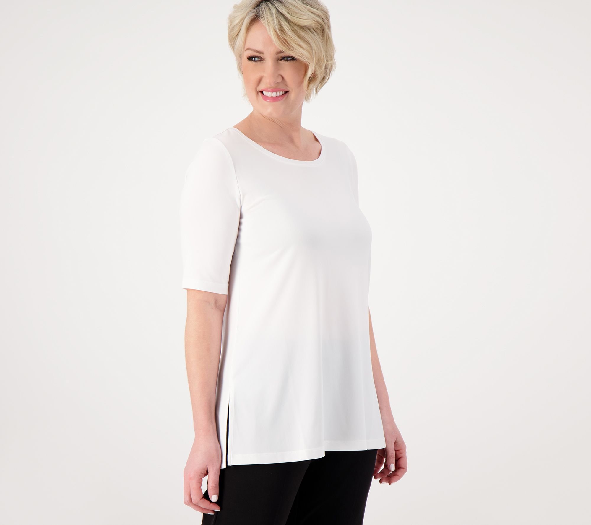 Susan Graver Modern Essentials Pet Liquid Knit A-Line Tunic