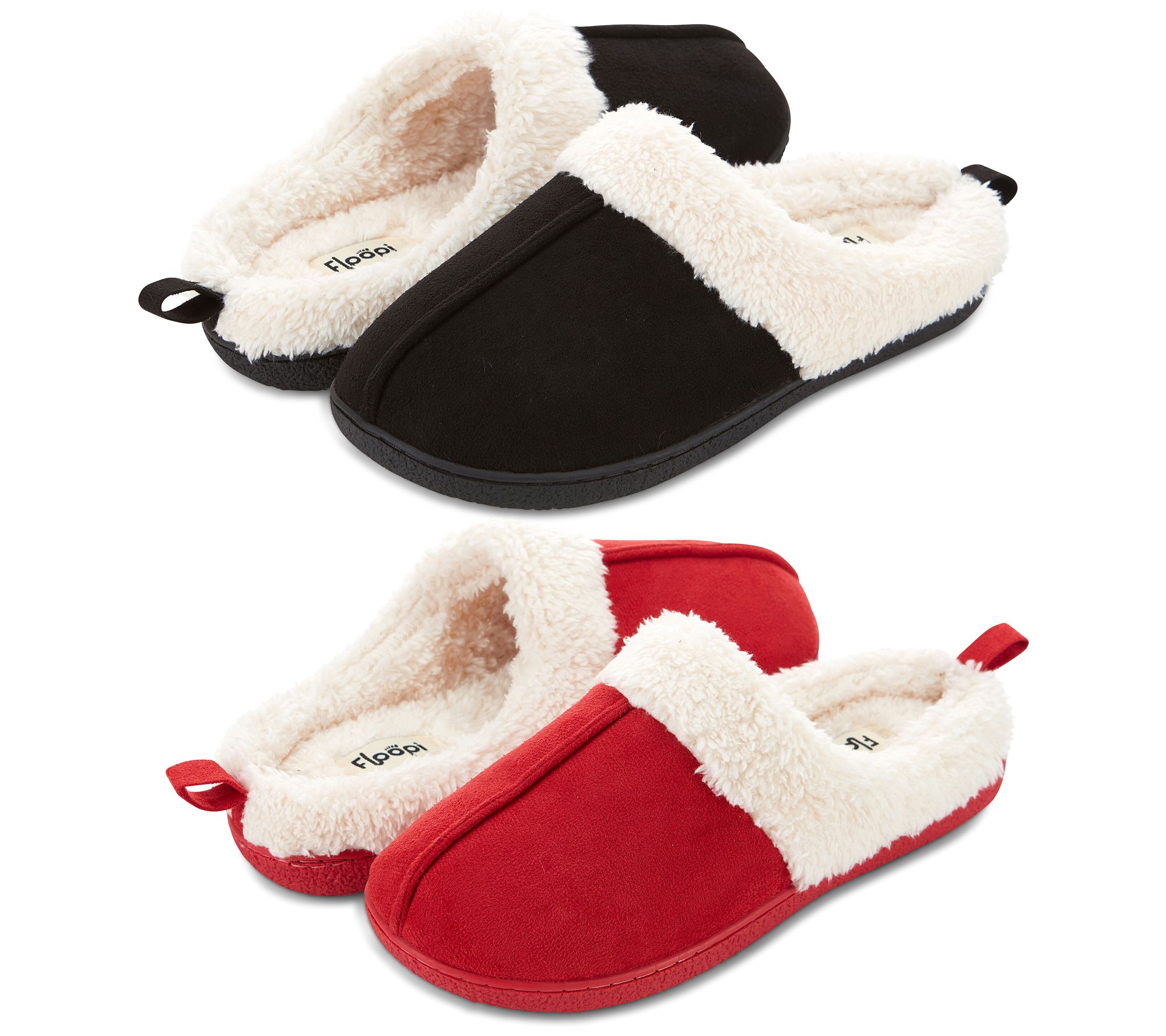 Floopi Women's Faux Suede Clog Slippers - 2 Pack - QVC.com