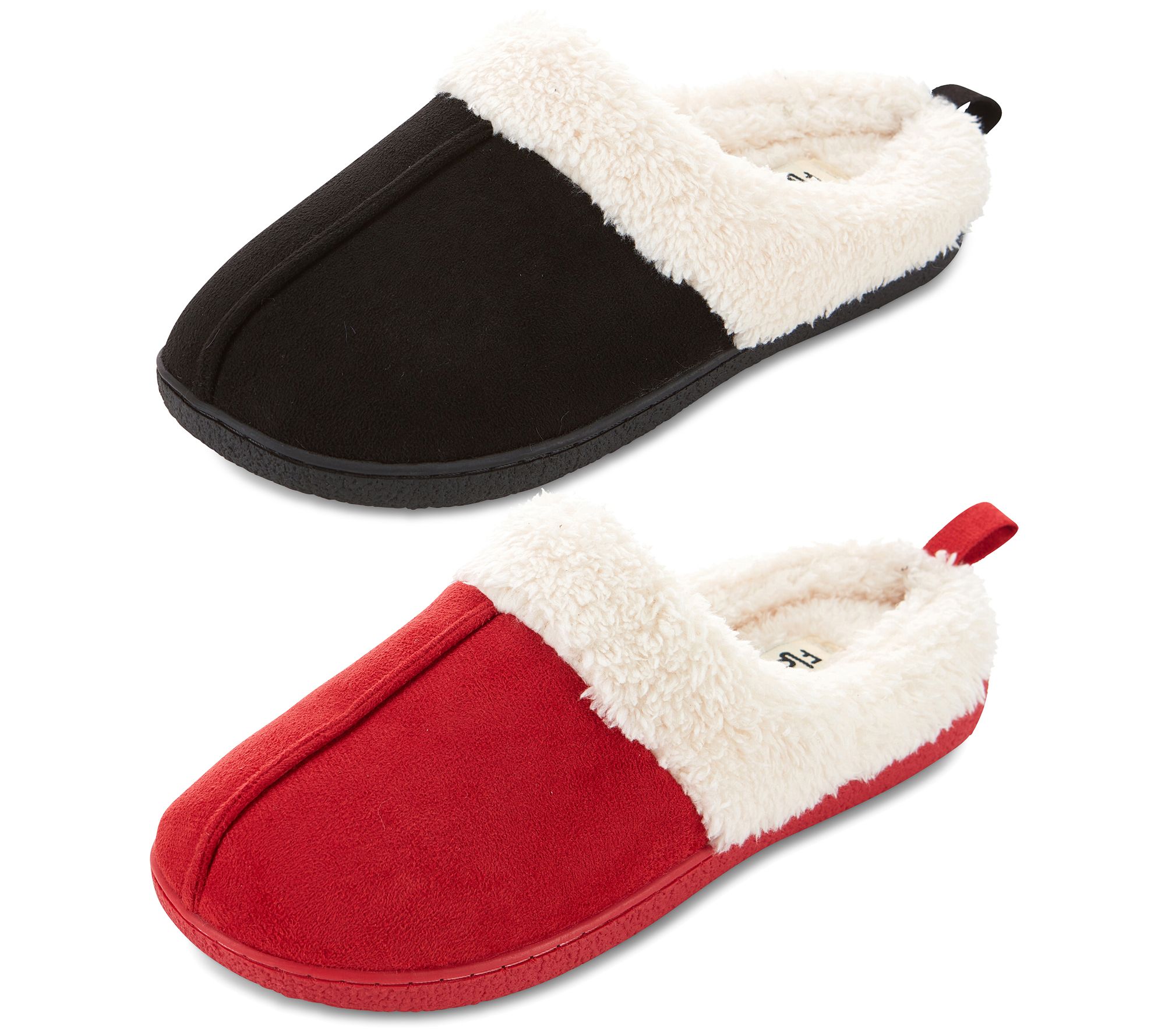 Floopi Women's Faux Suede Clog Slippers - 2 Pack - QVC.com