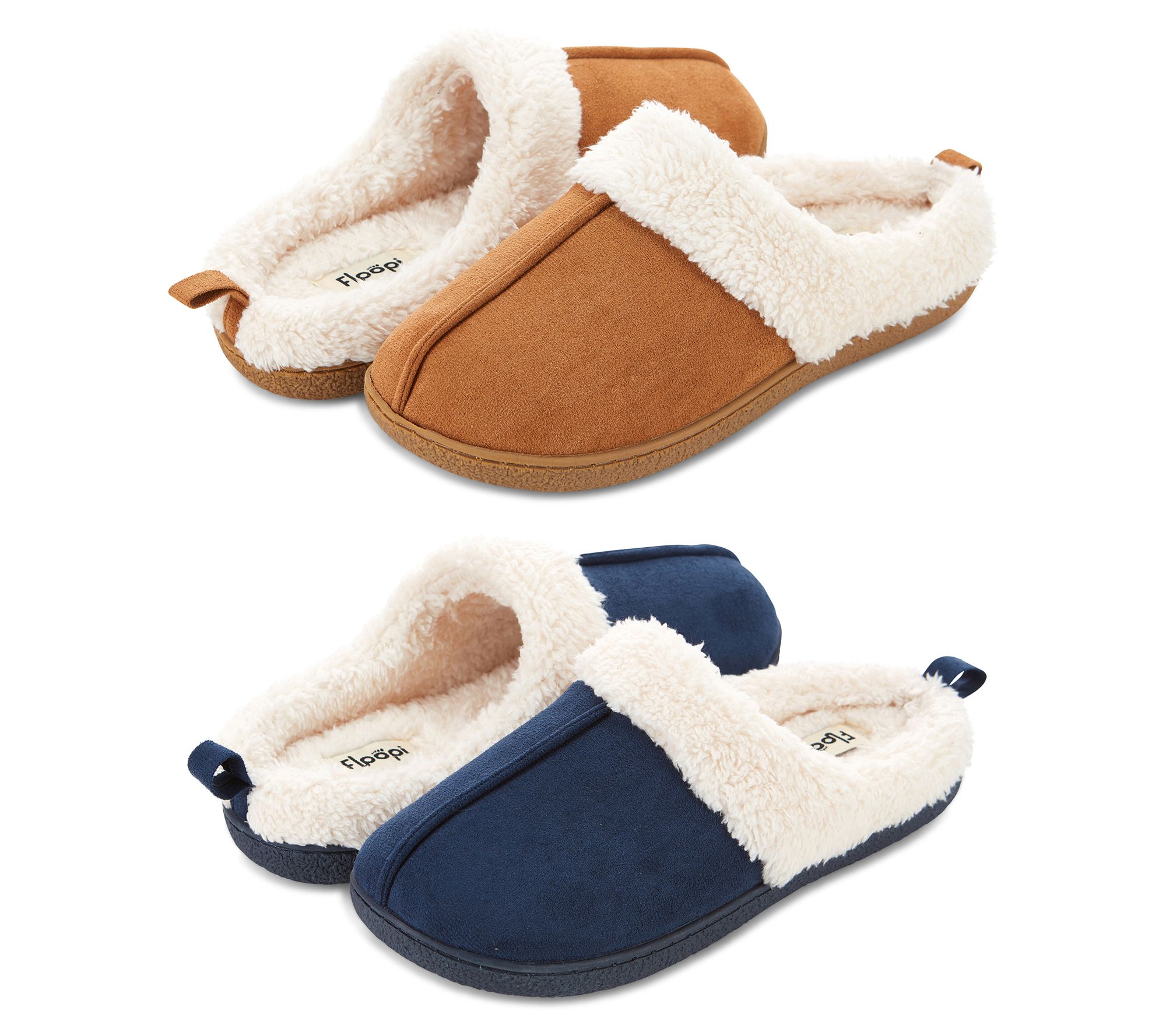 Floopi Women's Faux Suede Clog Slippers - 2 Pack