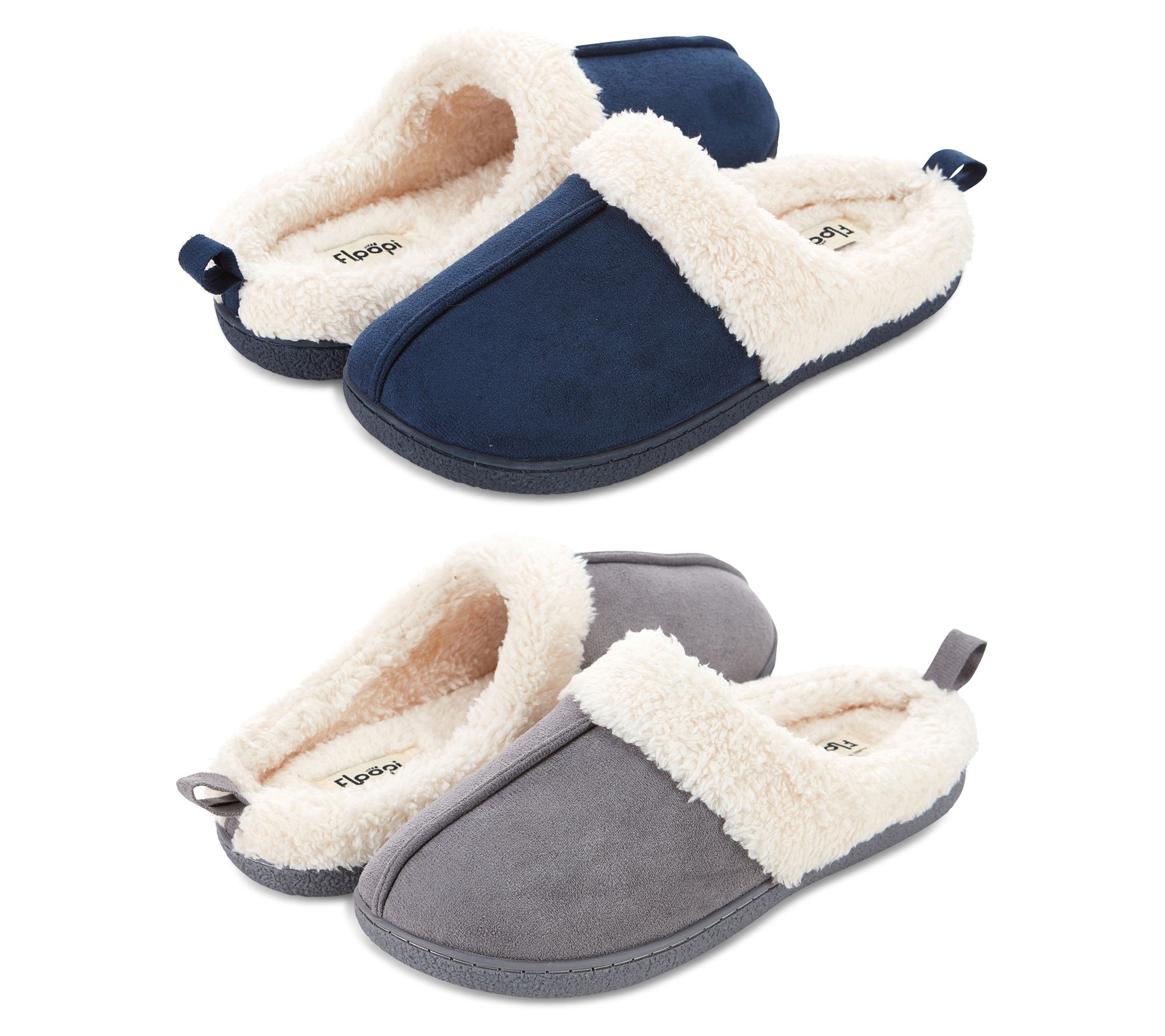 Floopi Women's Faux Suede Clog Slippers - 2 Pack