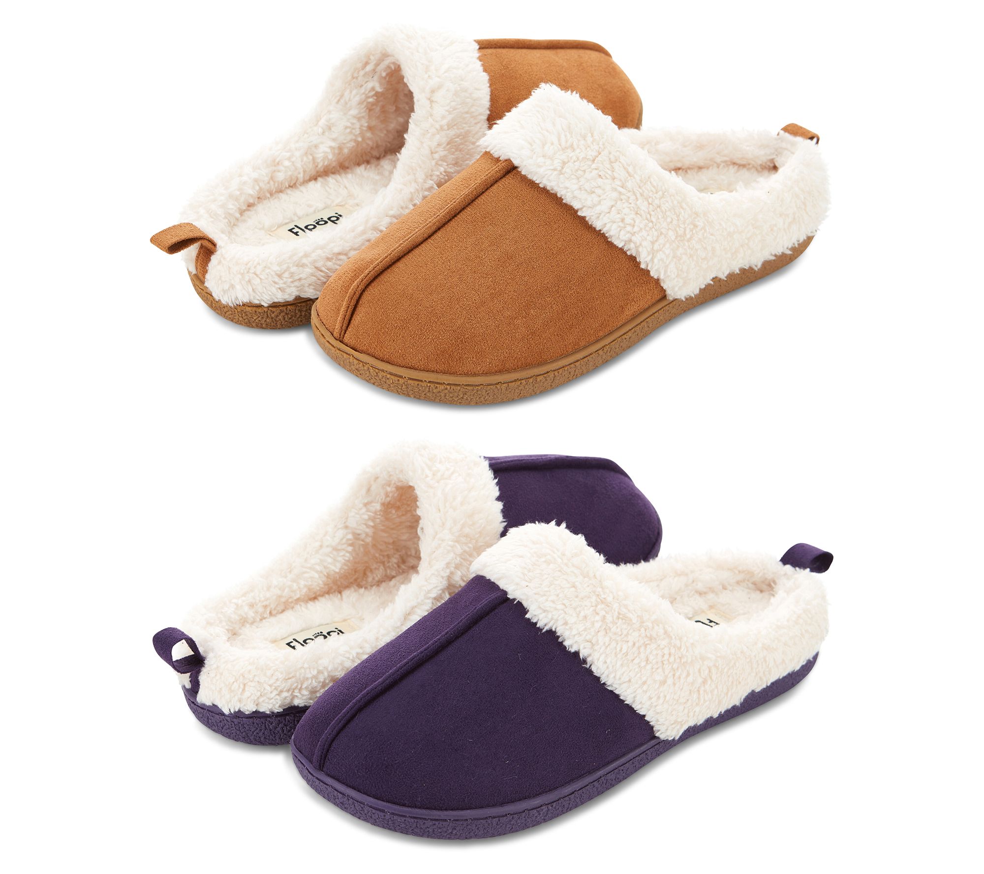 Floopi Women's Faux Suede Clog Slippers - 2 Pack