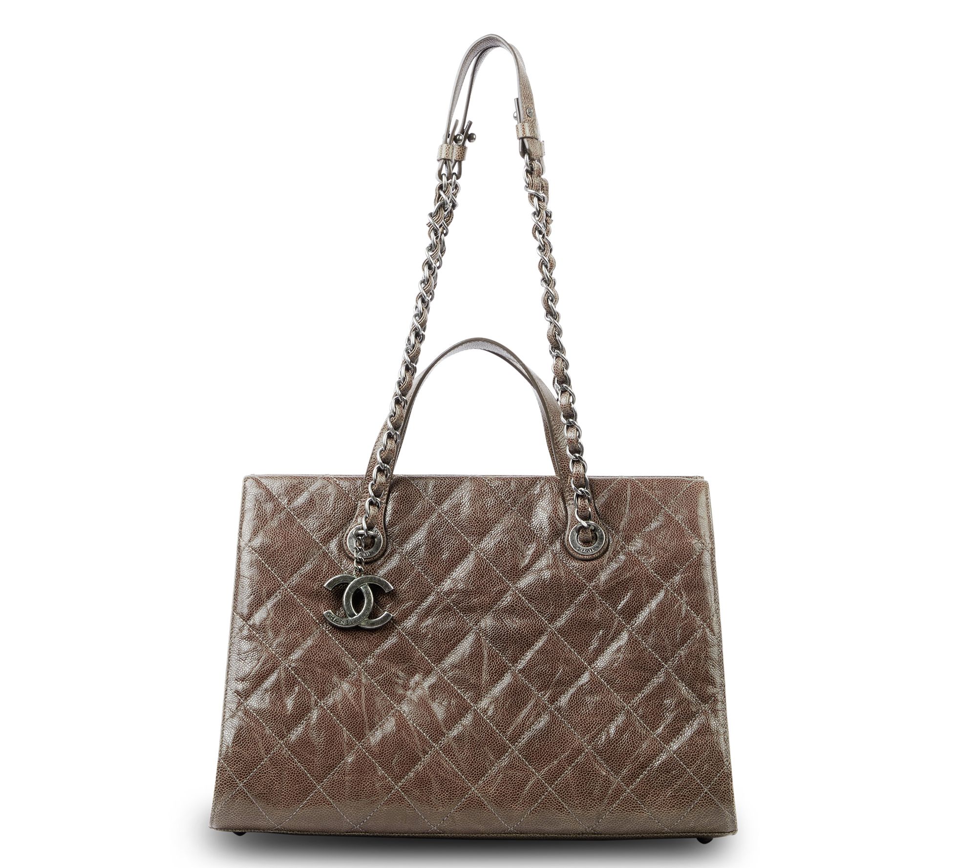 Pre-Owned Chanel Caviar CC Tote Bag Brown 
