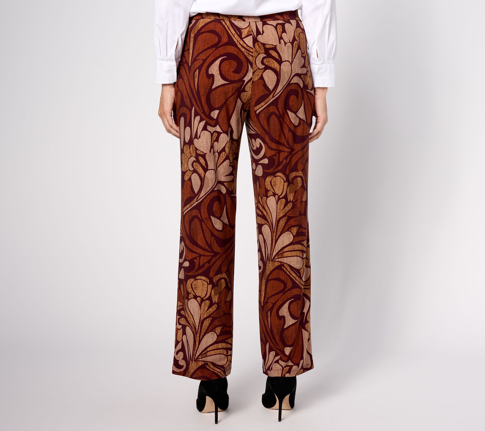 Dennis Basso Petite Printed Knit Full Length Pull-On Pants 