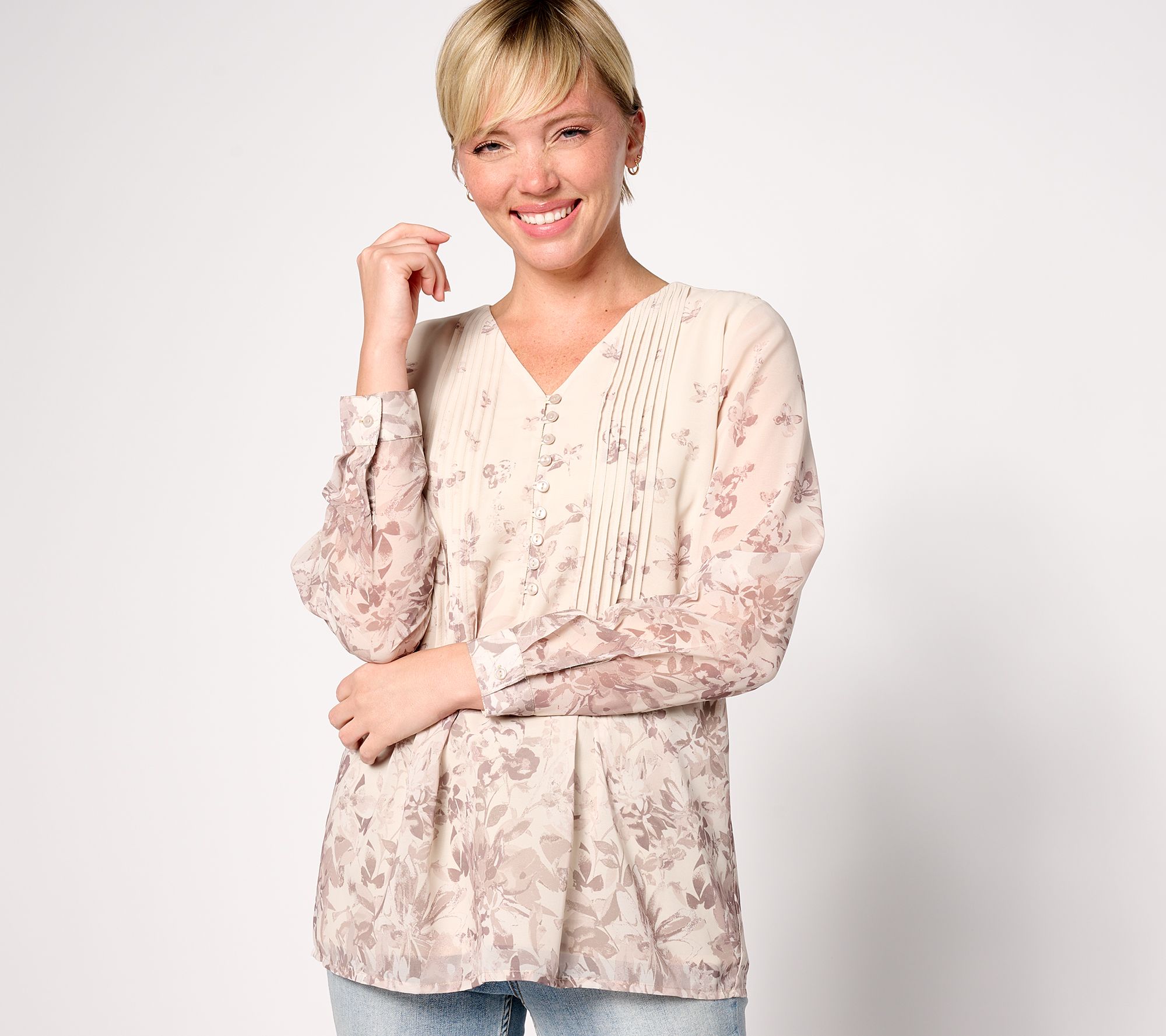Coldwater Creek Winding Florals Woven Blouse