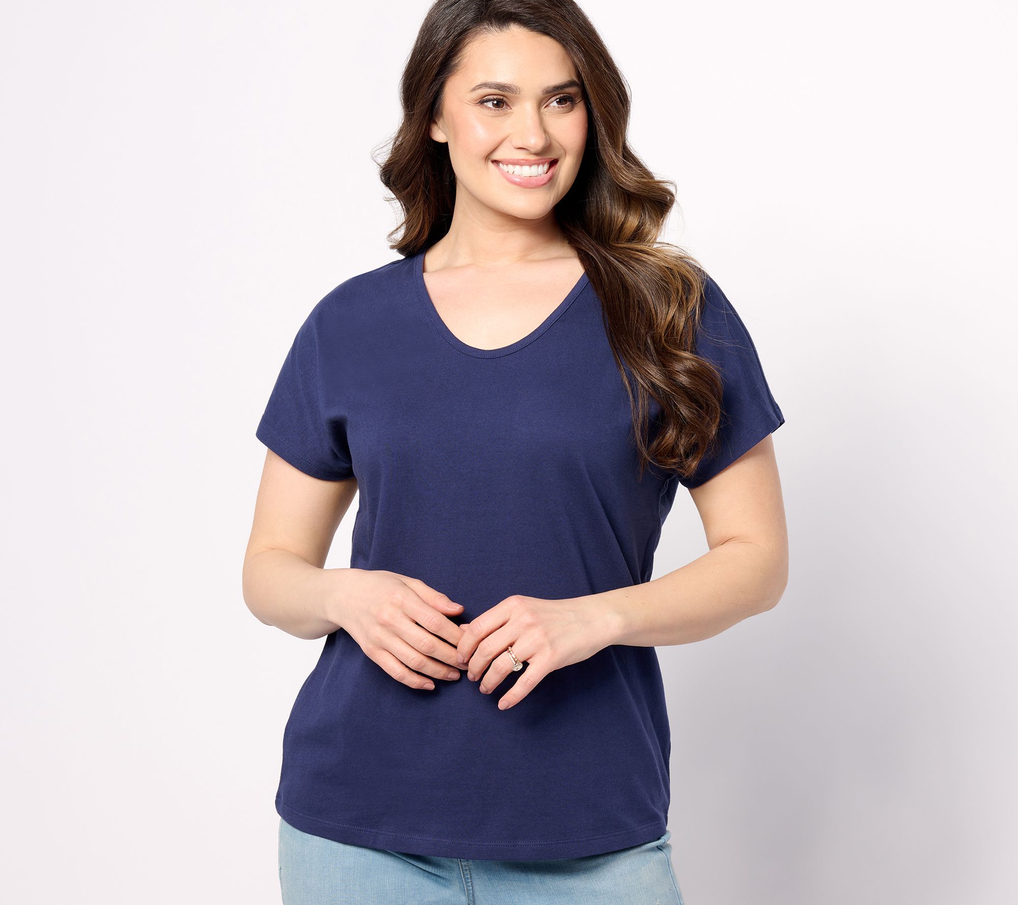 Denim & Co. Essentials True Cotton Jersey Dolman Sleeve Top