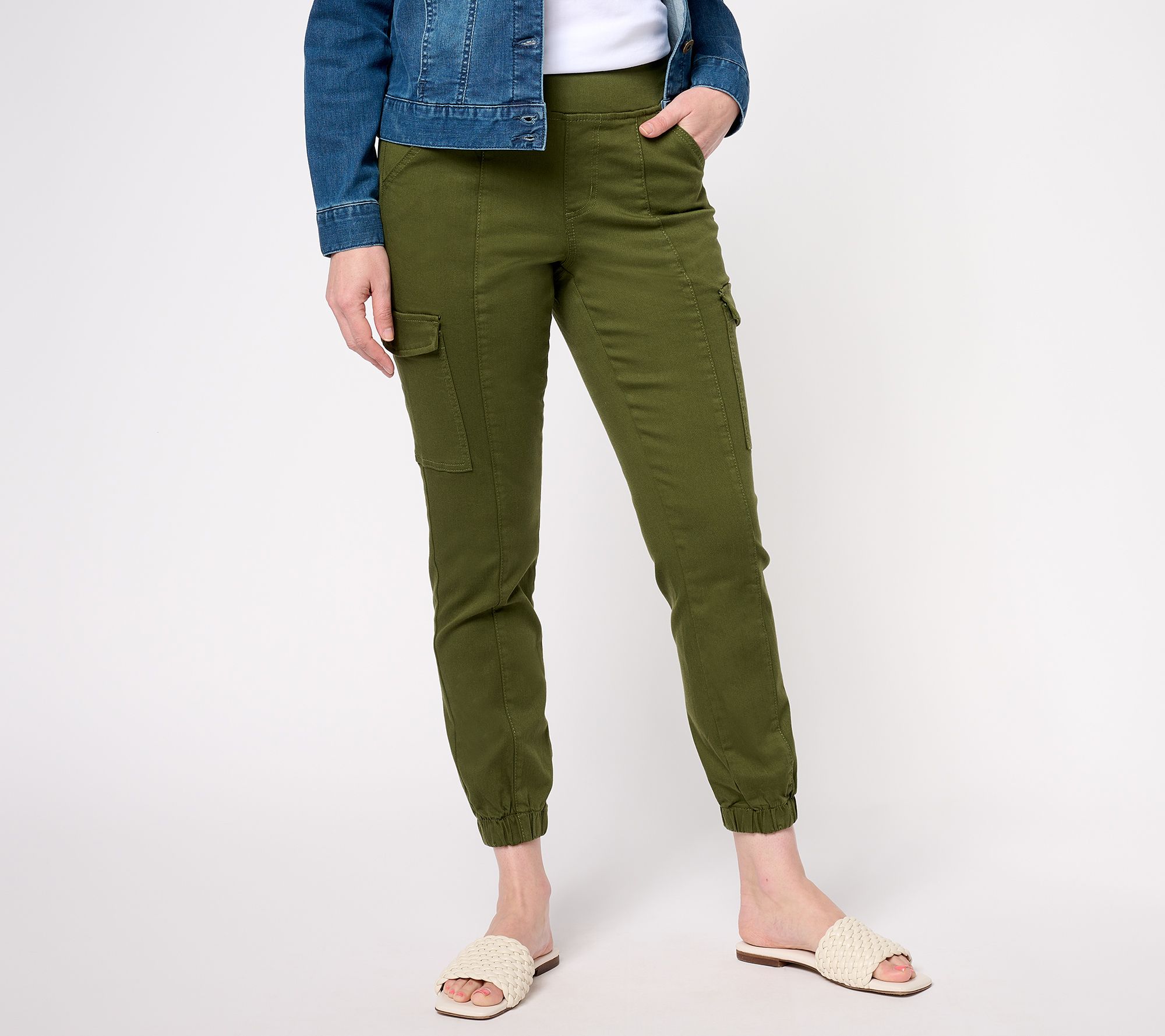"As Is" Belle by Kim Gravel Reg TripleLuxe Twill Cargo Ankle Joggers