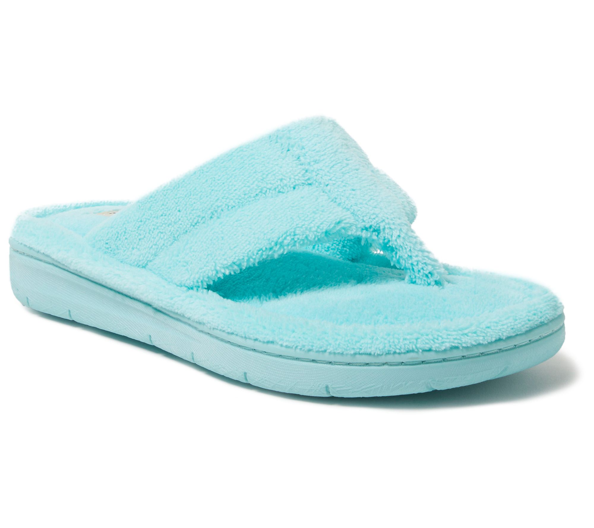 Dearfoams Memory Foam Terry Thong Slippers - Wrenley - QVC.com