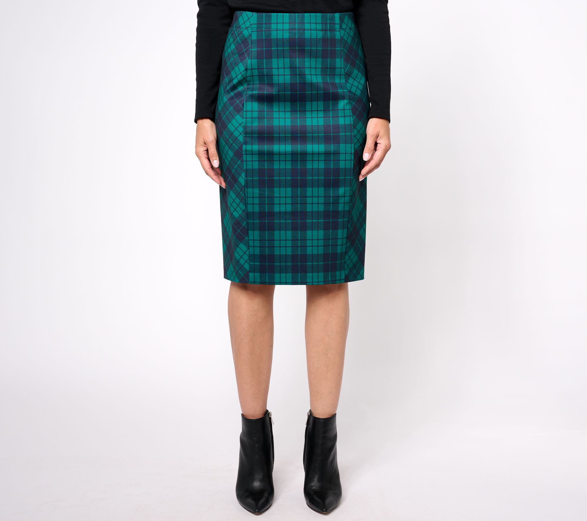 "As Is" Susan Graver Petite Printed Ponte Knit Pull-On Pencil Skirt