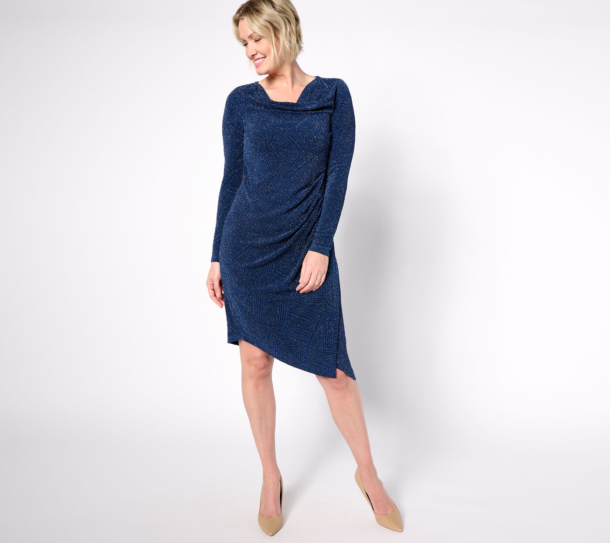 "As Is" Dennis Basso Regular Lurex Knit Asymmetrical Dress