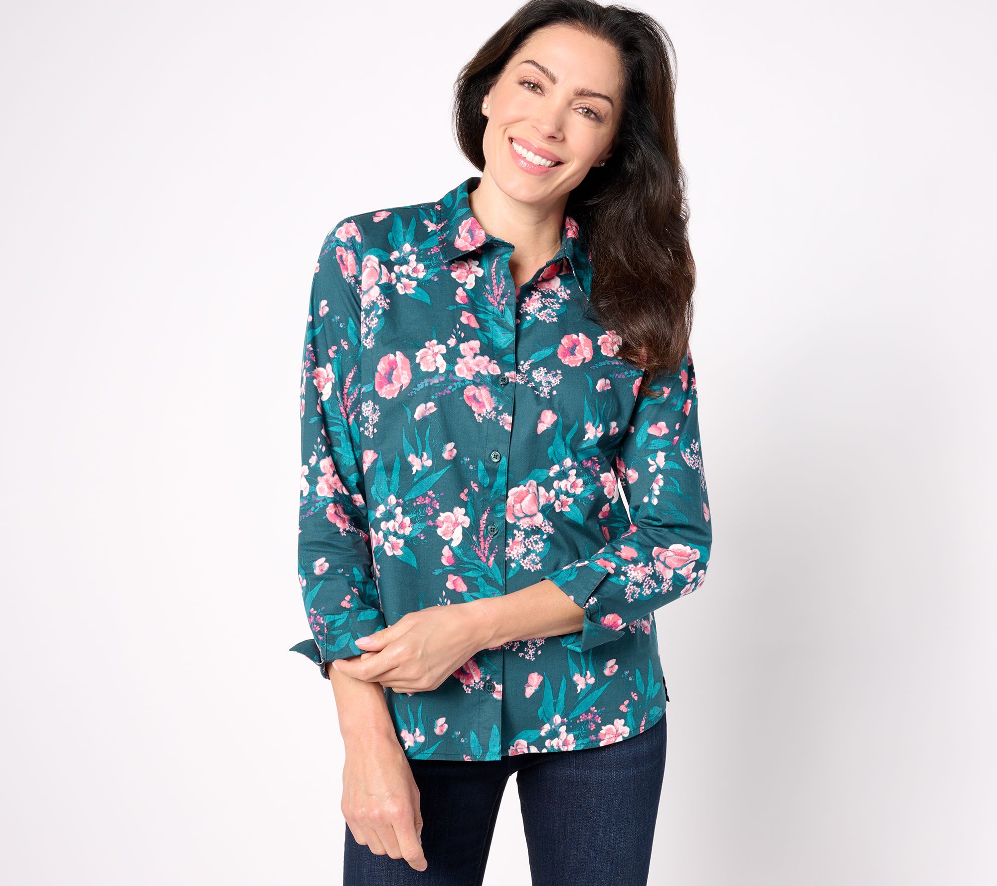 "As Is" Denim & Co. Classic Tunic Shirt With French Cuff