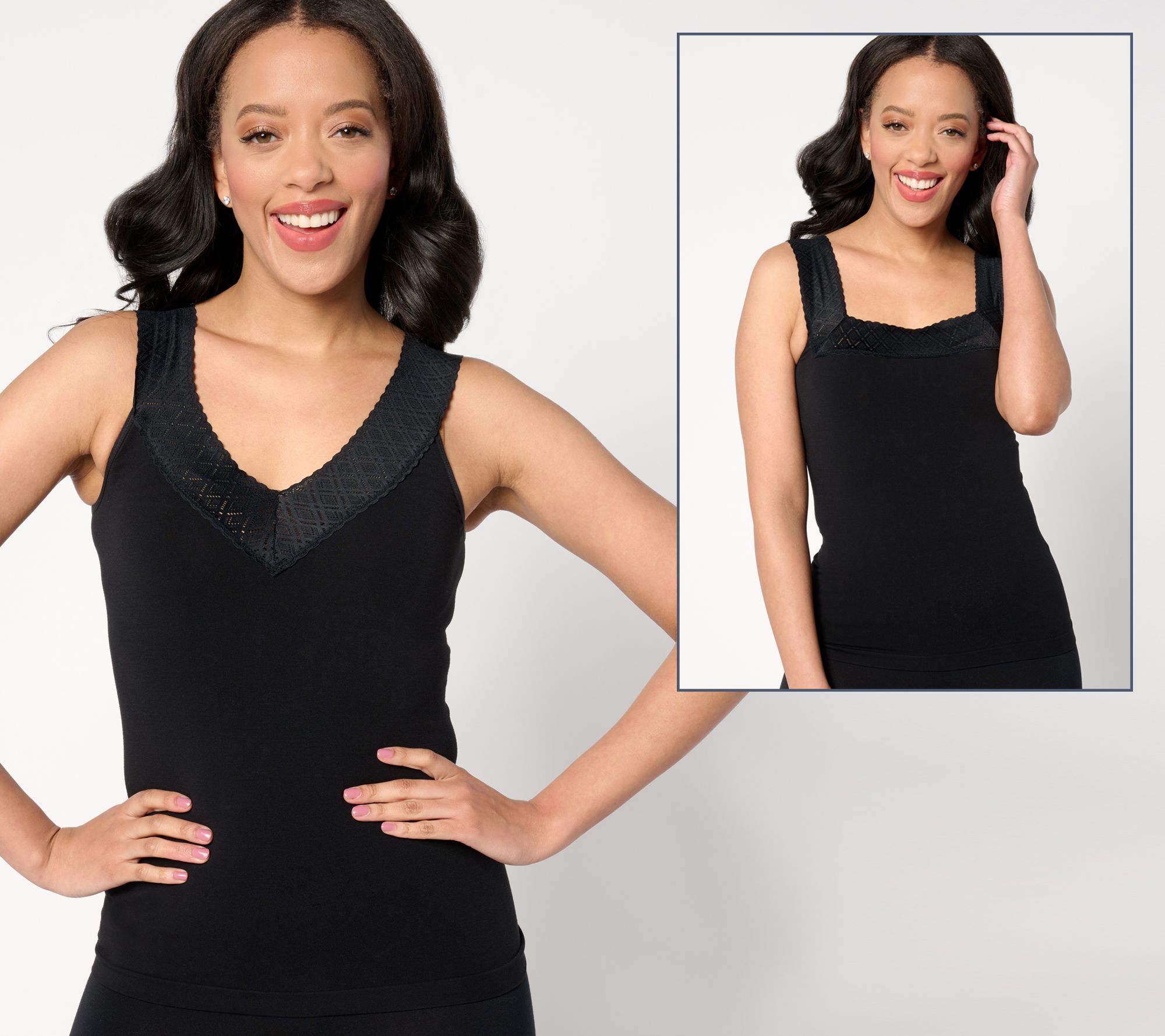 "As Is"Breezies Comfort Breeze Reversible Seamless Tank w/Lace Neckline