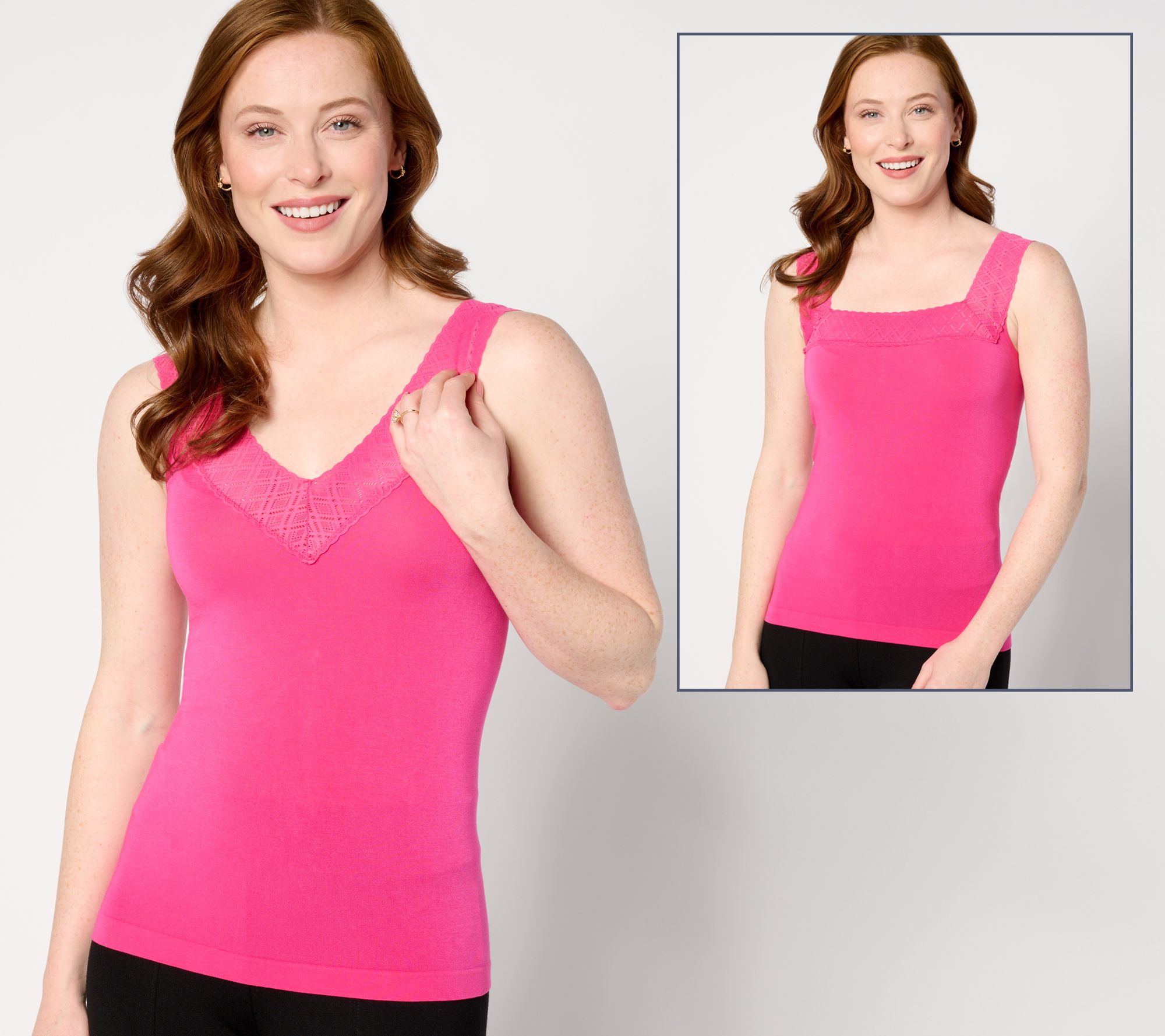 "As Is"Breezies Comfort Breeze Reversible Seamless Tank w/Lace Neckline