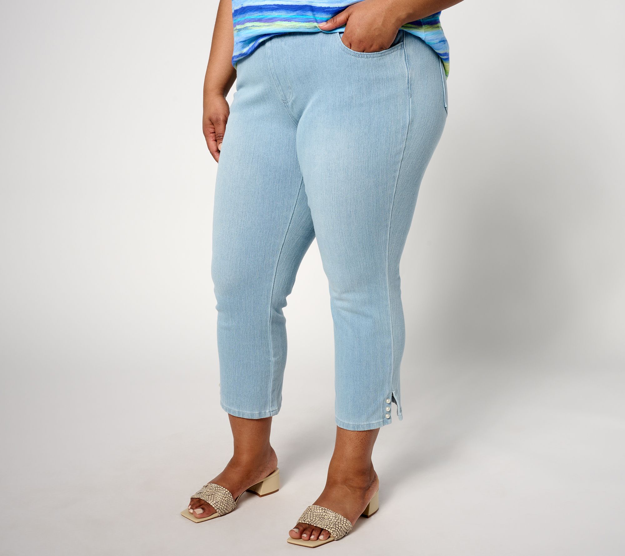 "As Is" Belle by Kim Gravel Flexibelle Pearls Cropped Jean, Tall