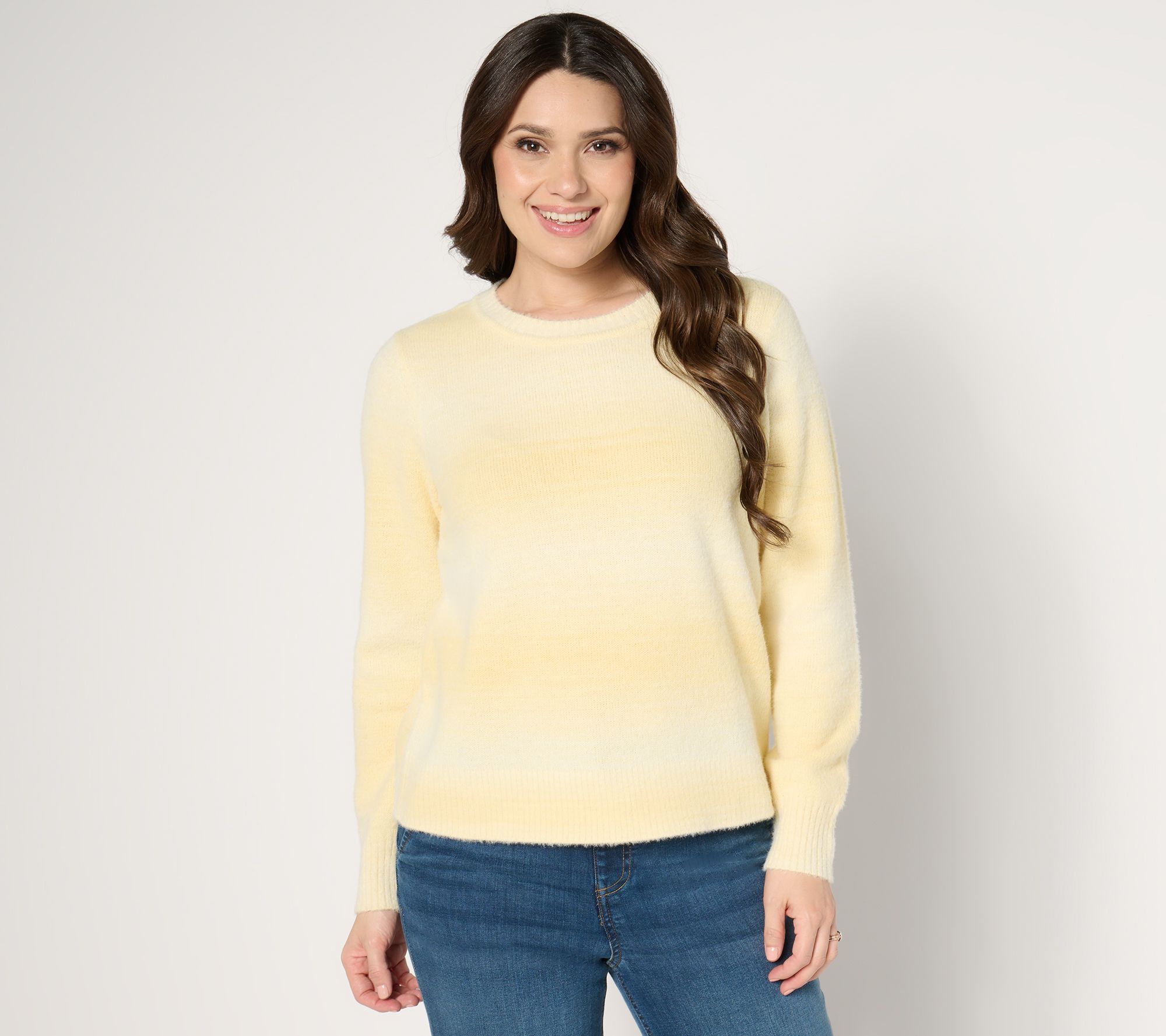 AnyBody Eyelash Yarn Long Sleeve Ombre Sweater