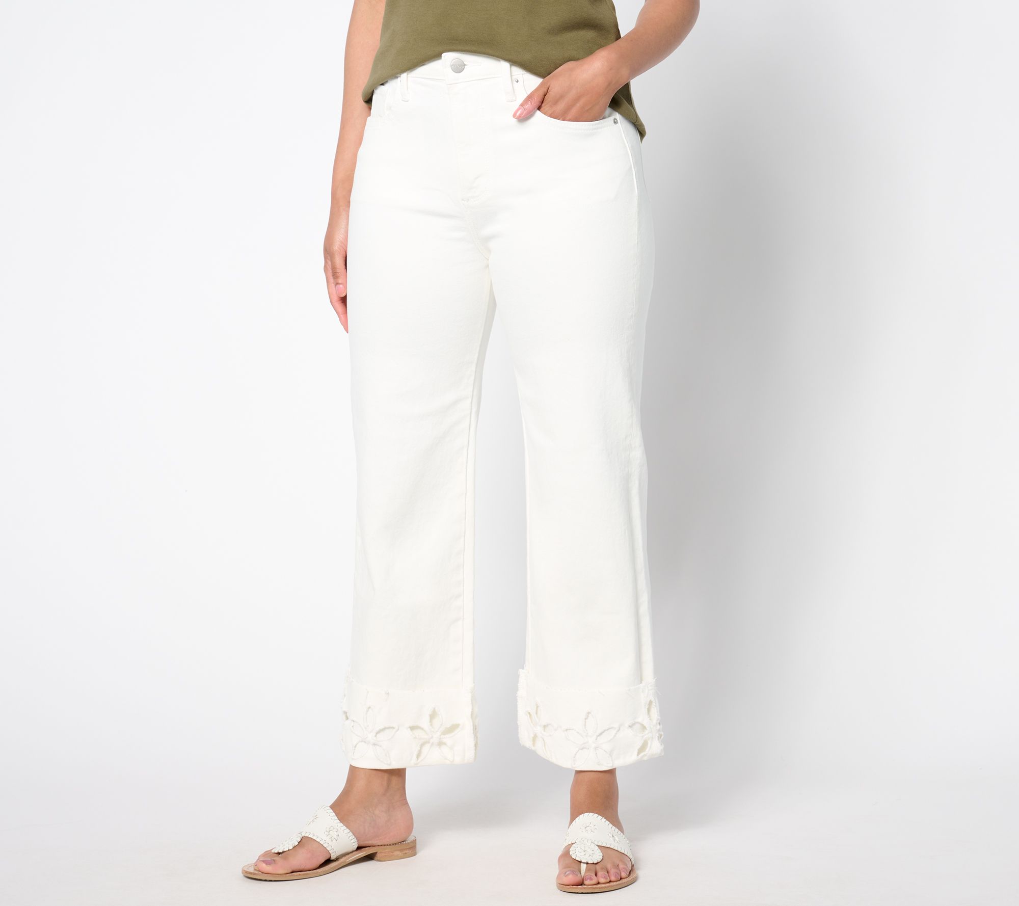 "As Is" Driftwood Jeans Charlee Embroidered Cuff Jean- Cut