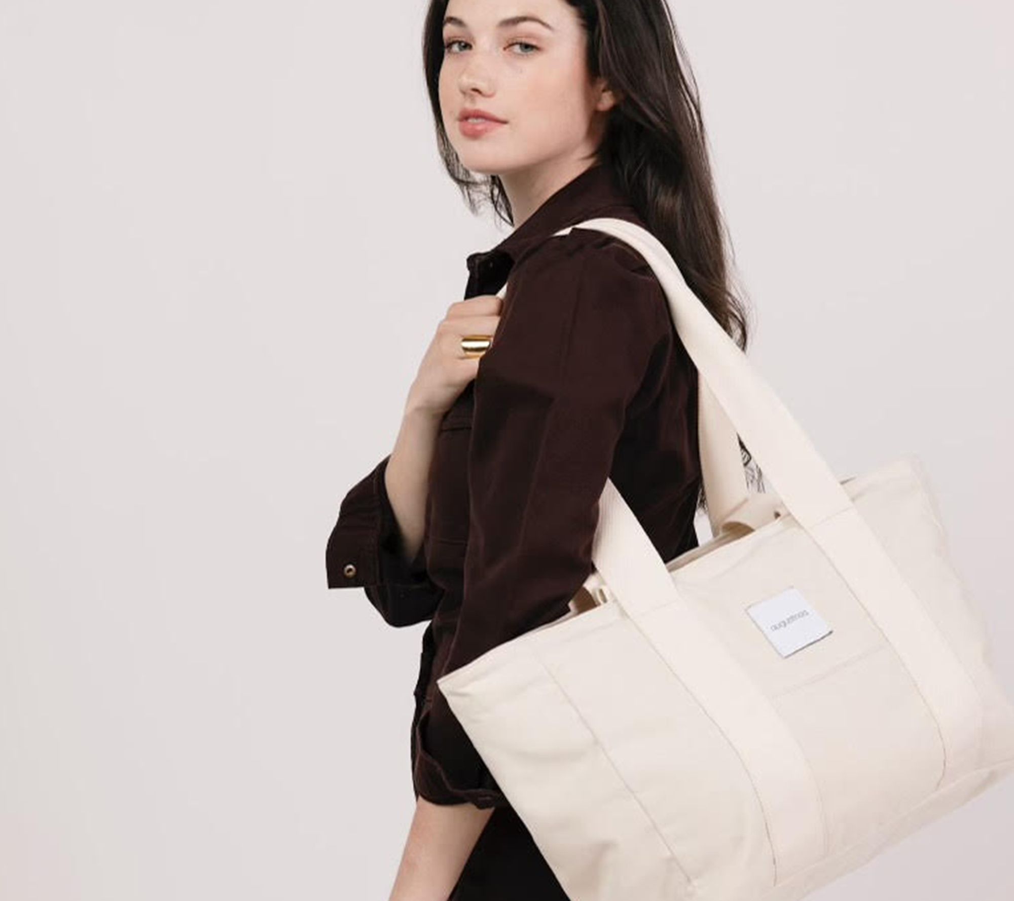 augustnoa The Everyday Cotton Tote Bag with Tro lley Sleeve